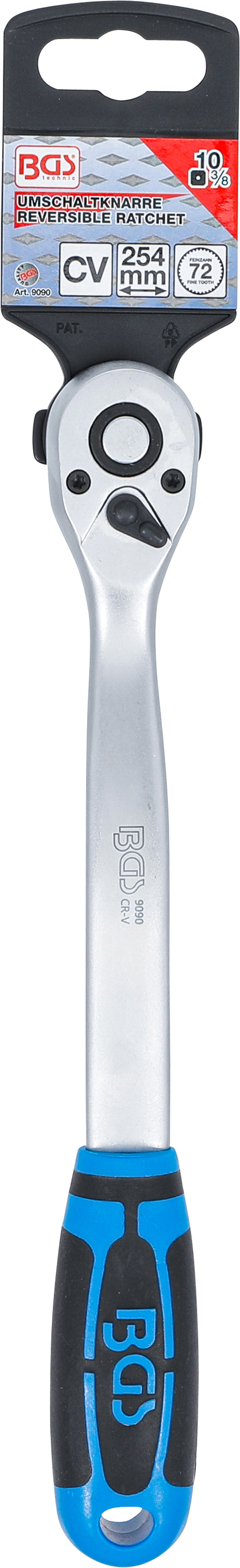 BGS Umschaltknarre | extra lang | Abtrieb Außenvierkant 10 mm (3/8") | 254 mm