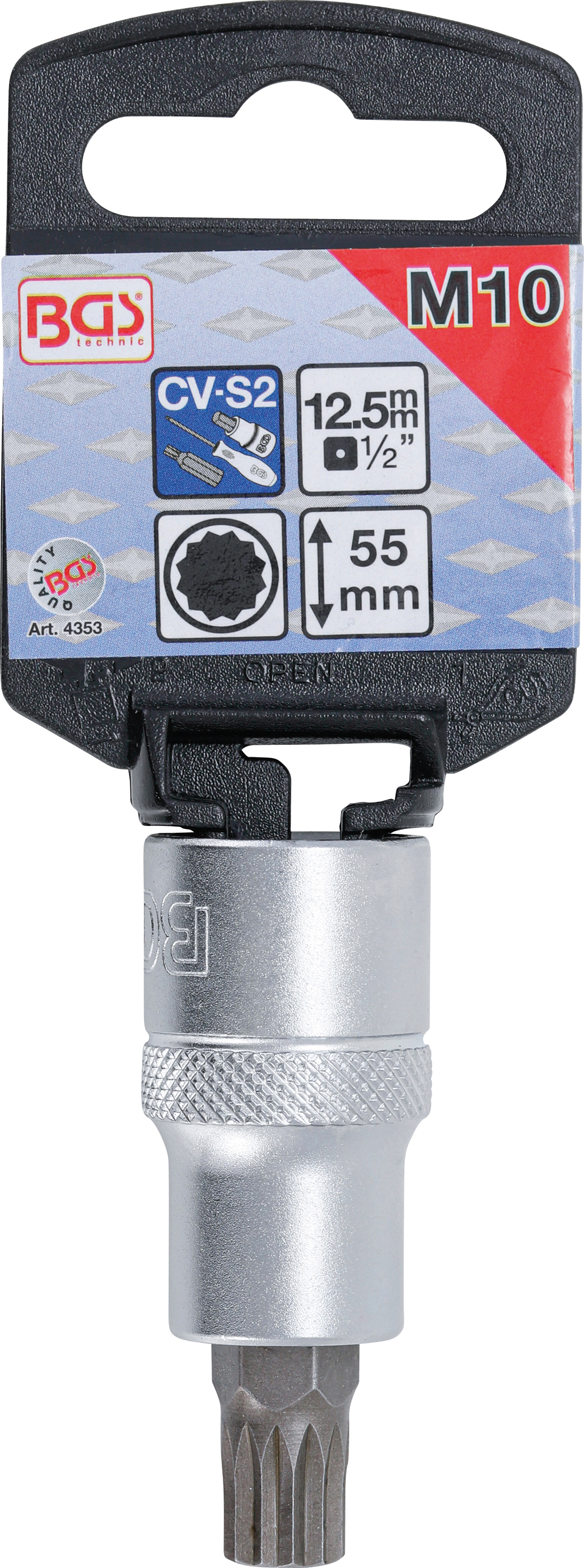 BGS Bit-Einsatz | Antrieb Innenvierkant 12,5 mm (1/2") | Innenvielzahn (für XZN) M10