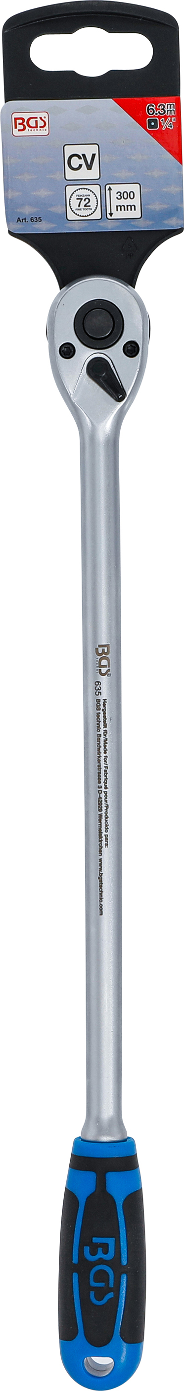 BGS Umschaltknarre | extra lang | Abtrieb Außenvierkant 6,3 mm (1/4") | 300 mm