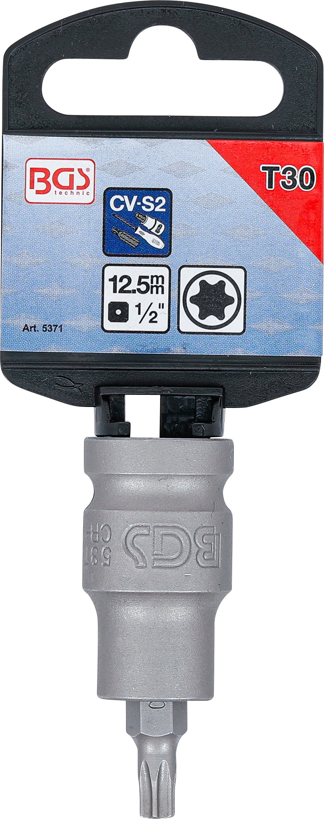 BGS Kraft-Bit-Einsatz | Länge 55 mm | Antrieb Innenvierkant 12,5 mm (1/2") | T-Profil (für Torx) T30