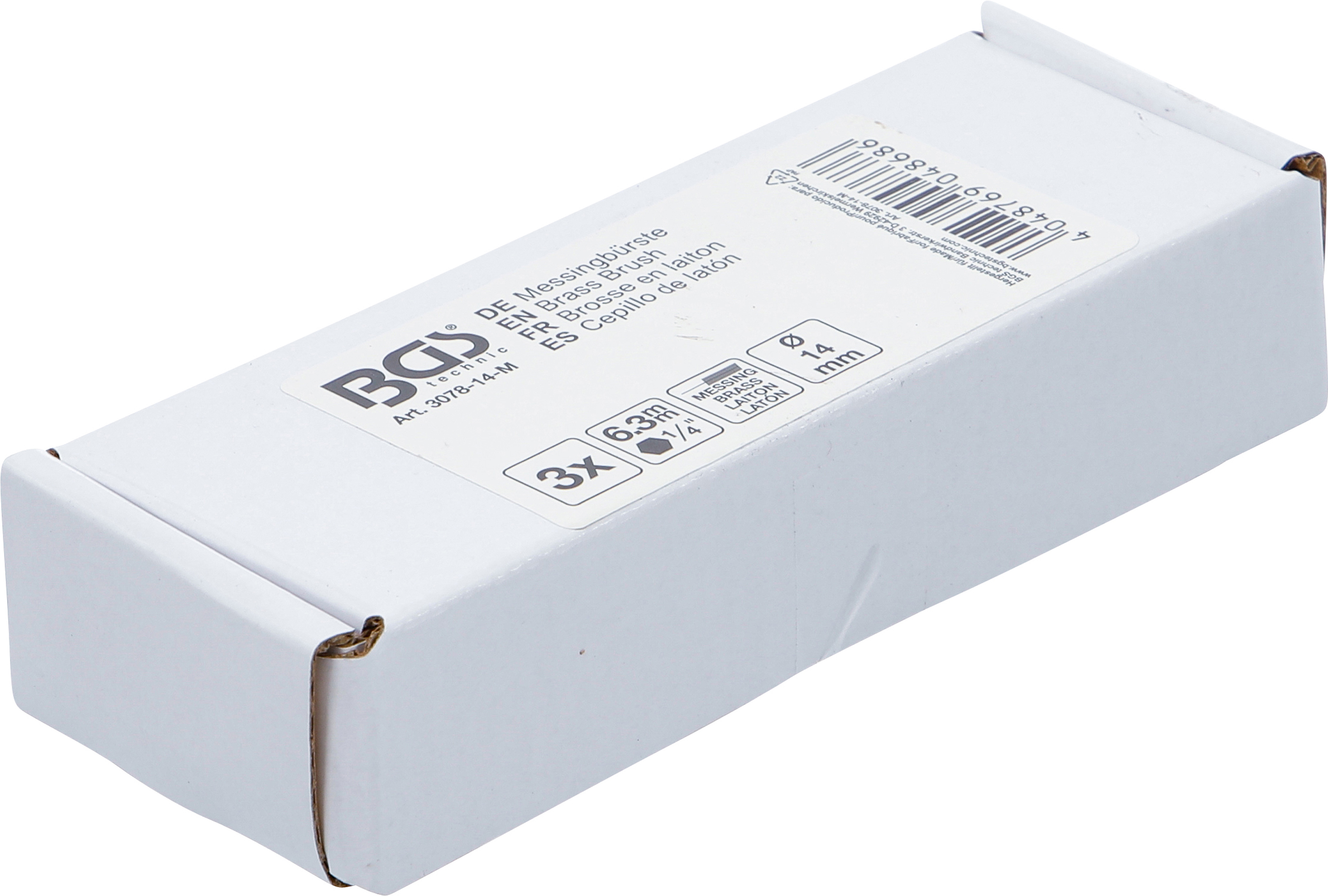 BGS Messingbürste | 14 mm | Antrieb Außensechskant 6,3 mm (1/4") | 3-tlg.