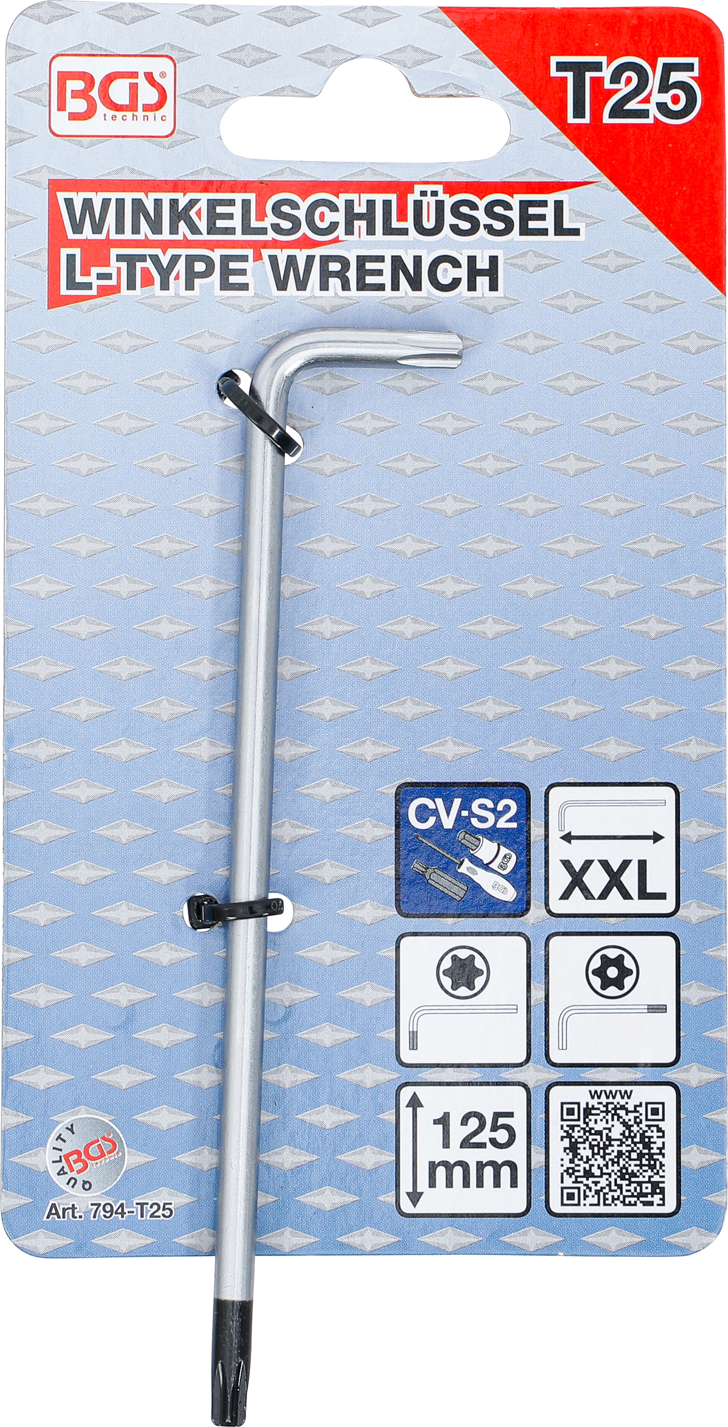BGS Winkelschlüssel | extra lang | T-Profil (für Torx) mit/ohne Bohrung T25