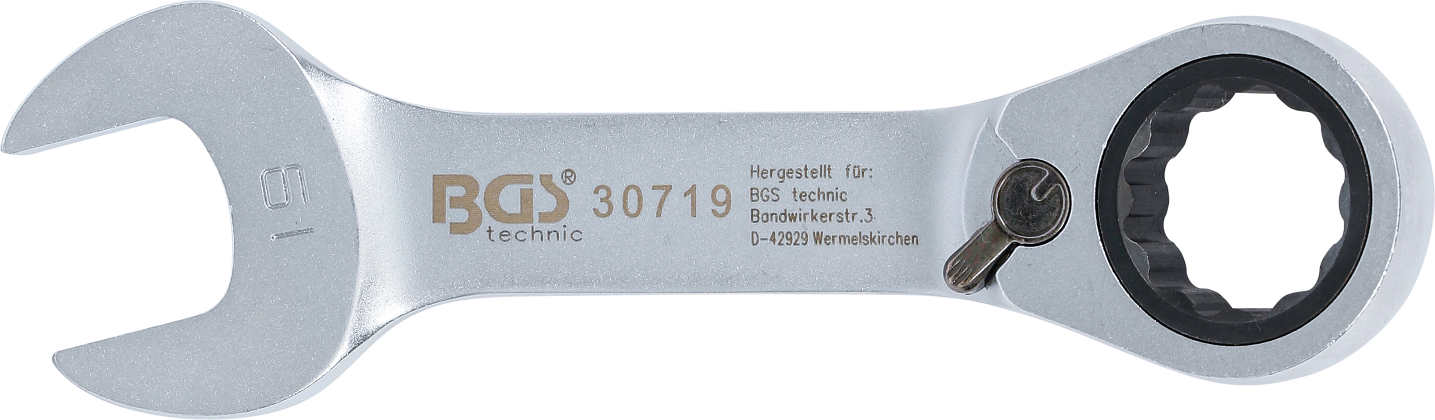 BGS Ratschenring-Maulschlüssel | kurz | umschaltbar | SW 19 mm