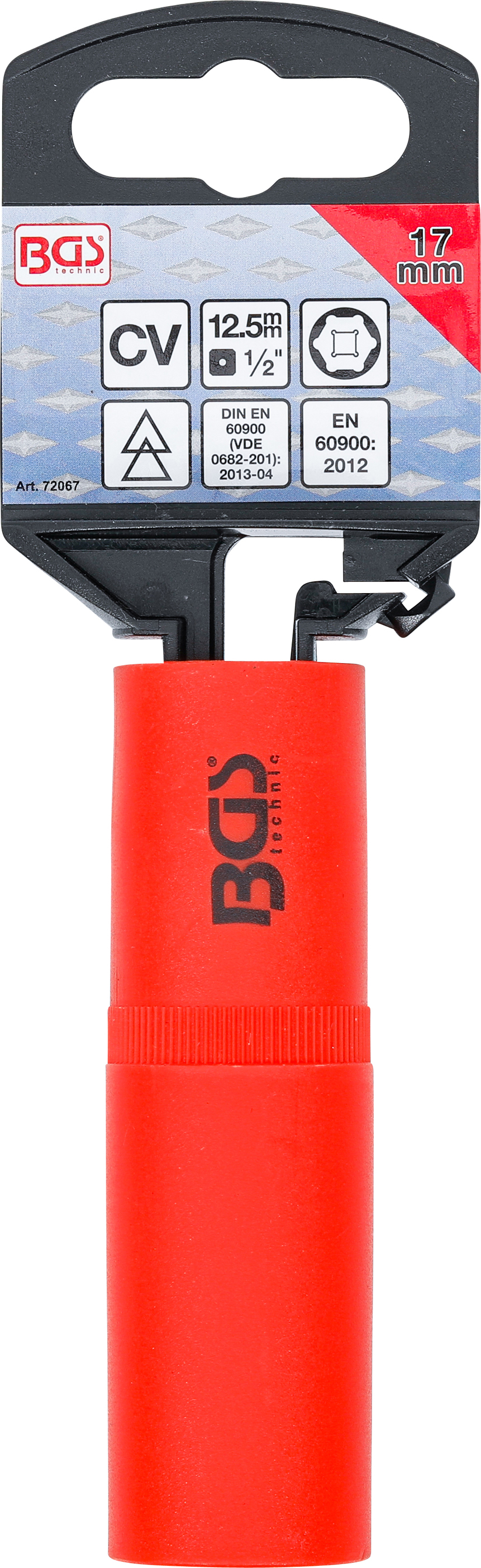 BGS VDE-Steckschlüssel-Einsatz Sechskant | Antrieb Innenvierkant 12,5 mm (1/2") | SW 17 mm