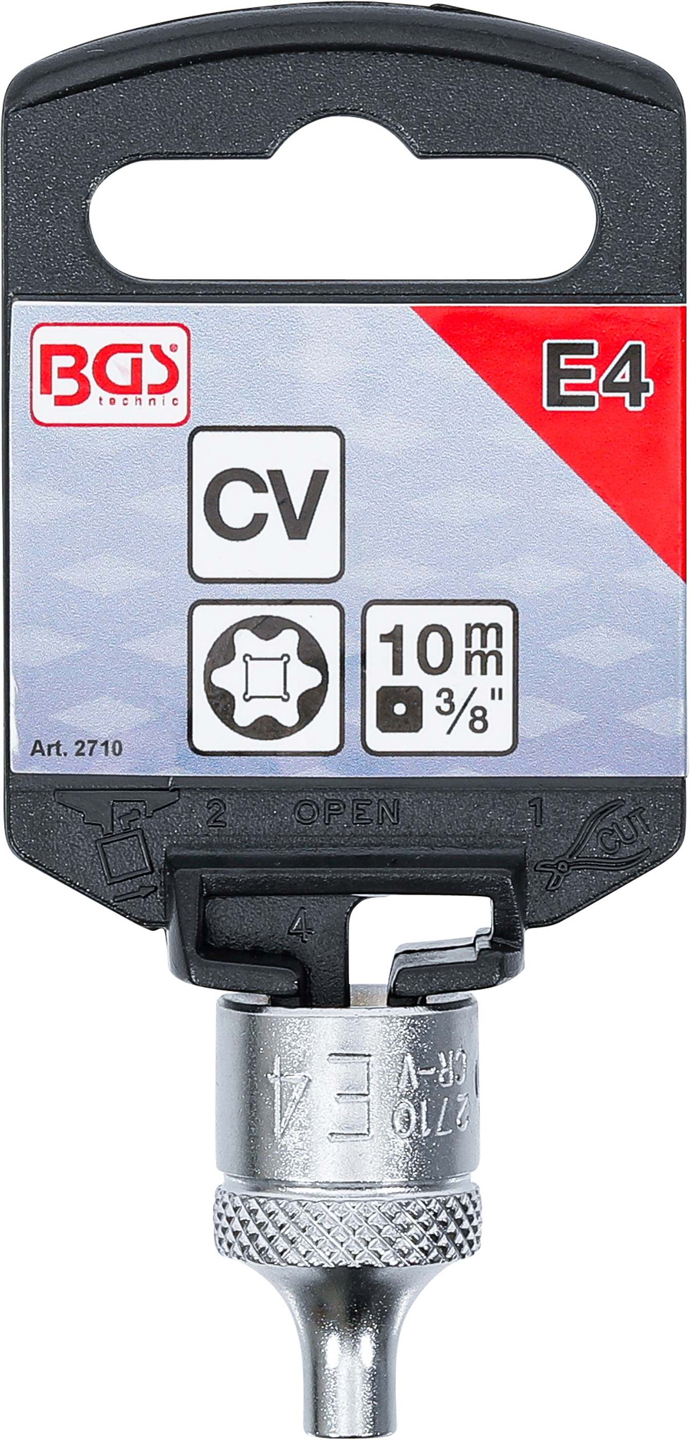 BGS Steckschlüssel-Einsatz E-Profil | Antrieb Innenvierkant 10 mm (3/8") | SW E4