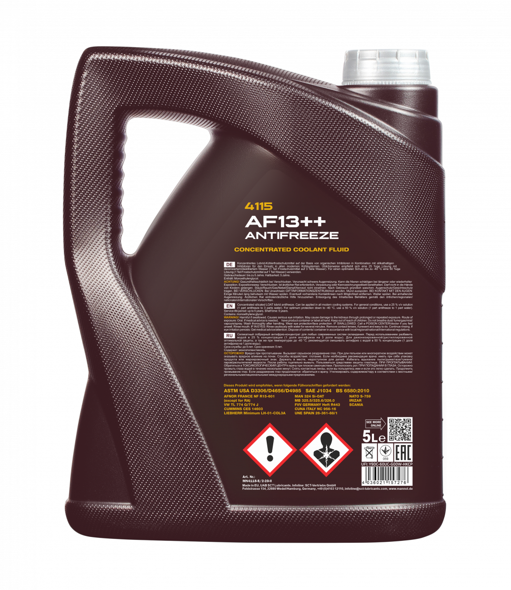 Mannol 4115 Kühlerfrostschutz Antifreeze AF13++ High Performance Konzentrat 5 Liter