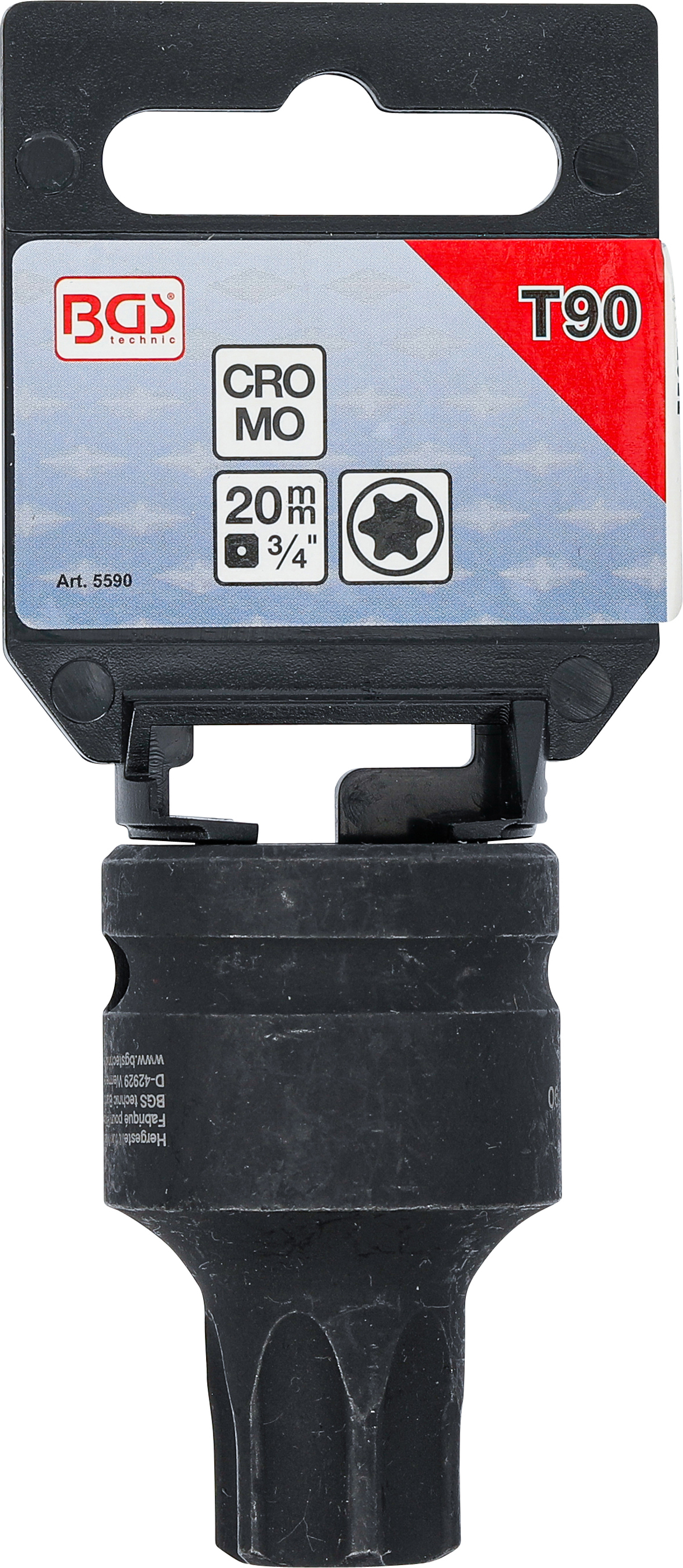 BGS Kraft-Bit-Einsatz | Länge 60 mm | Antrieb Innenvierkant 20 mm (3/4") | T-Profil (für Torx) T90