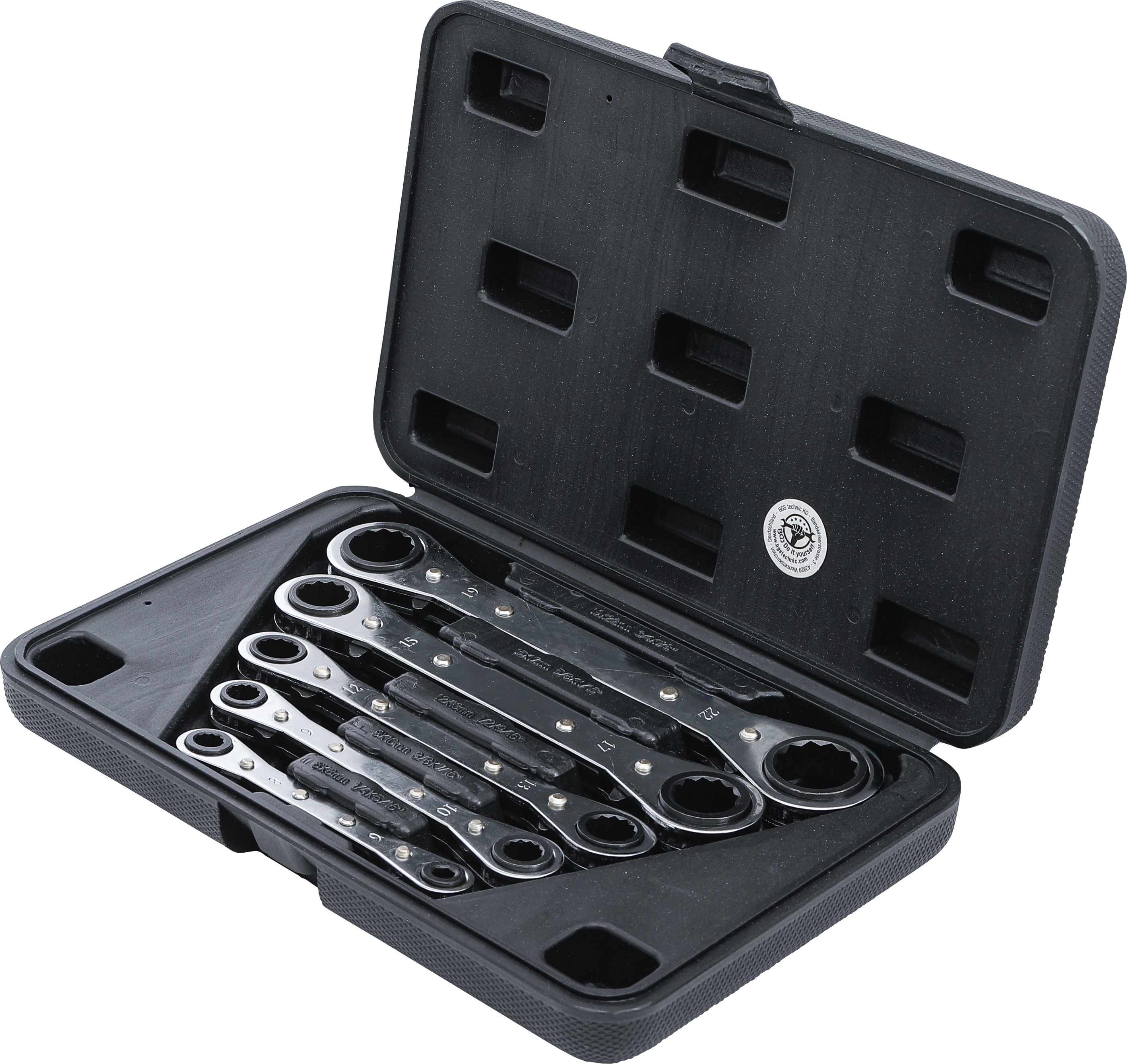 BGS Ratschen-Ringschlüssel-Satz, gerade, umschaltbar | SW 6 x 8 - 19 x 22 mm | 5-tlg.