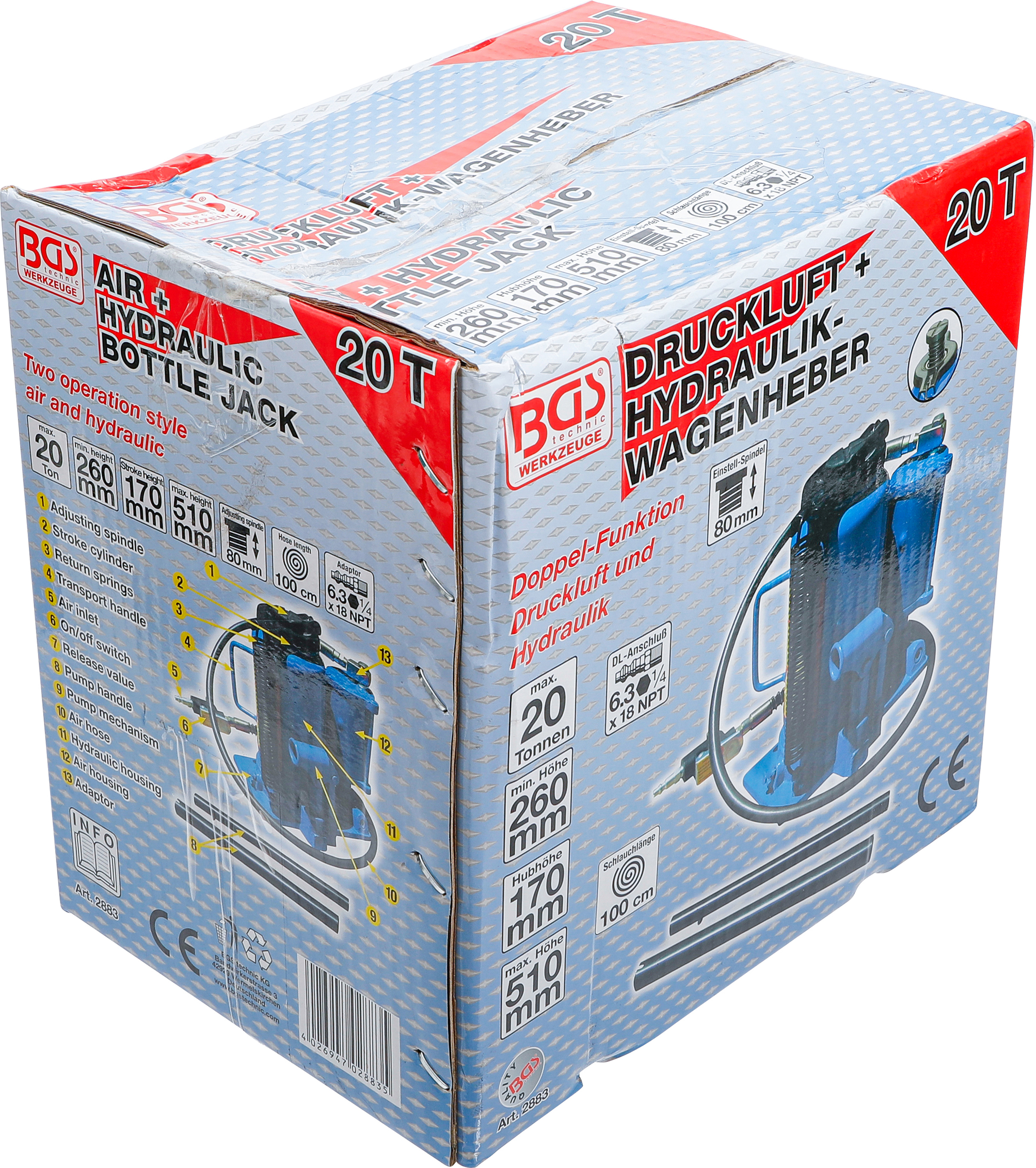 BGS Druckluft-Hydraulik-Wagenheber | 20 t