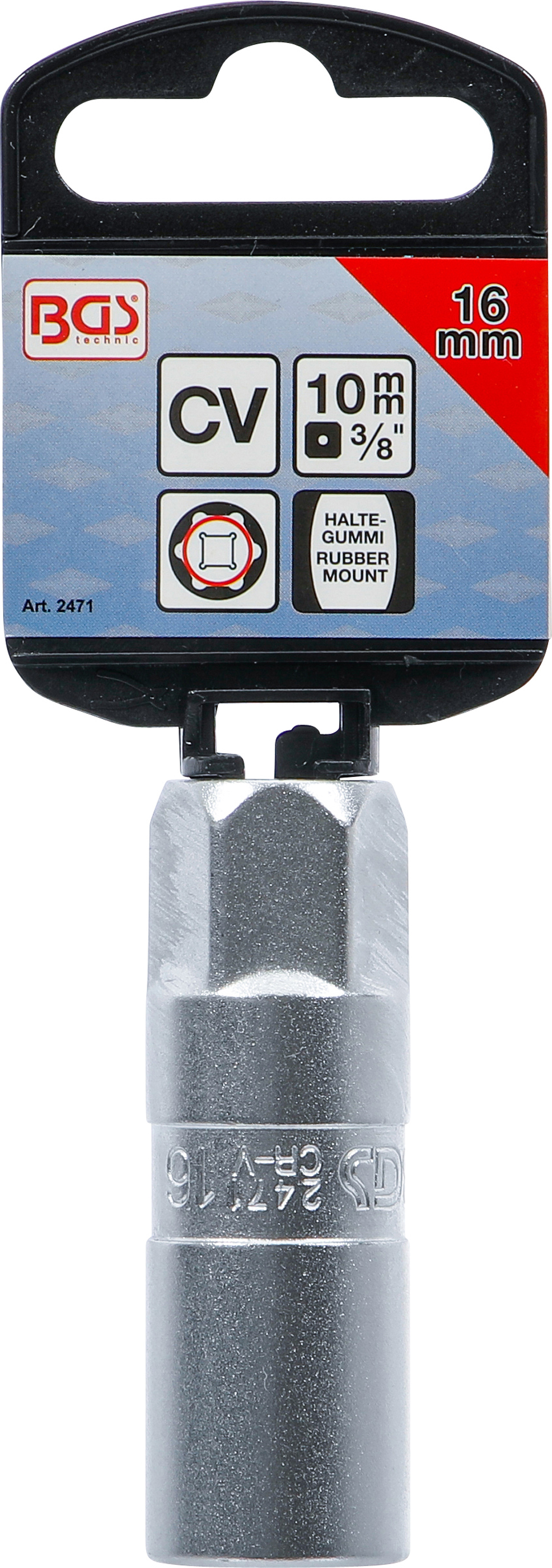 BGS Zündkerzen-Einsatz Sechskant | Antrieb Innenvierkant 10 mm (3/8") | SW 16 mm