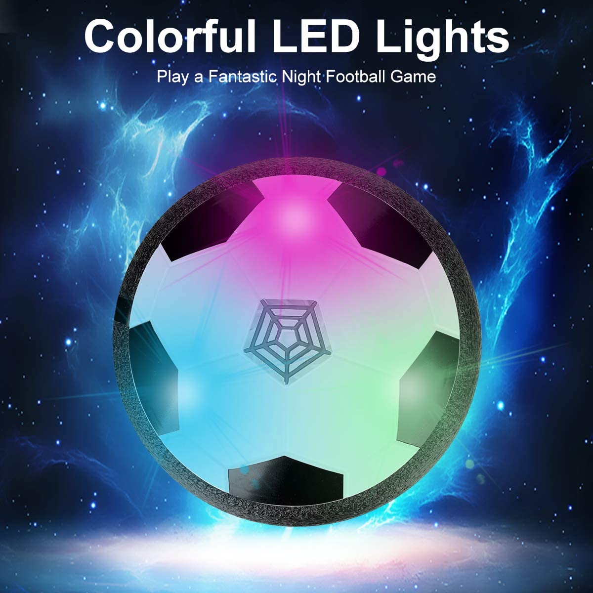 colmanda Air Fussball Spielzeug, Kinderspielzeug Fußball mit LED Beleuchtung und Musik, Air Power So