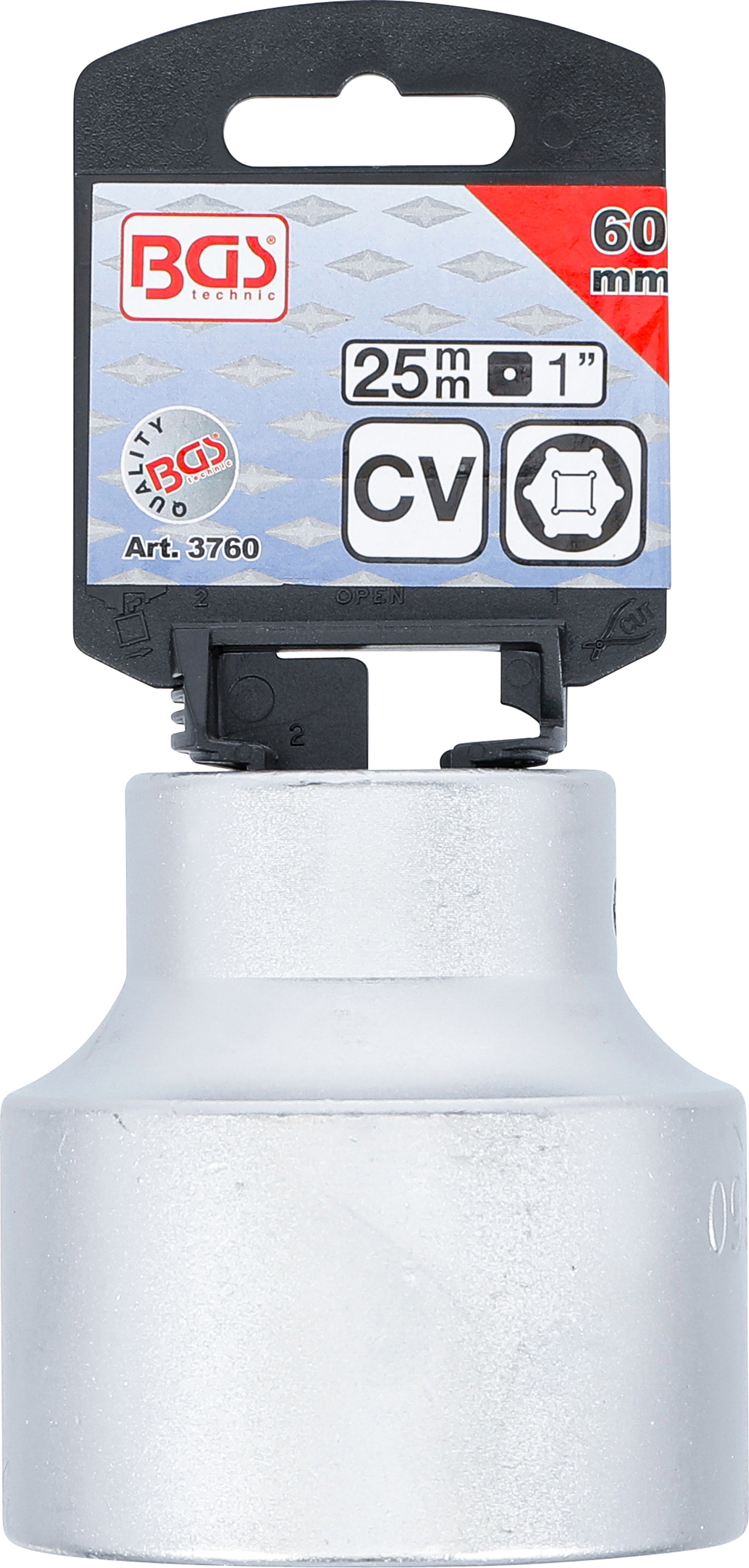 BGS Steckschlüssel-Einsatz Sechskant | Antrieb Innenvierkant 25 mm (1") | SW 60 mm