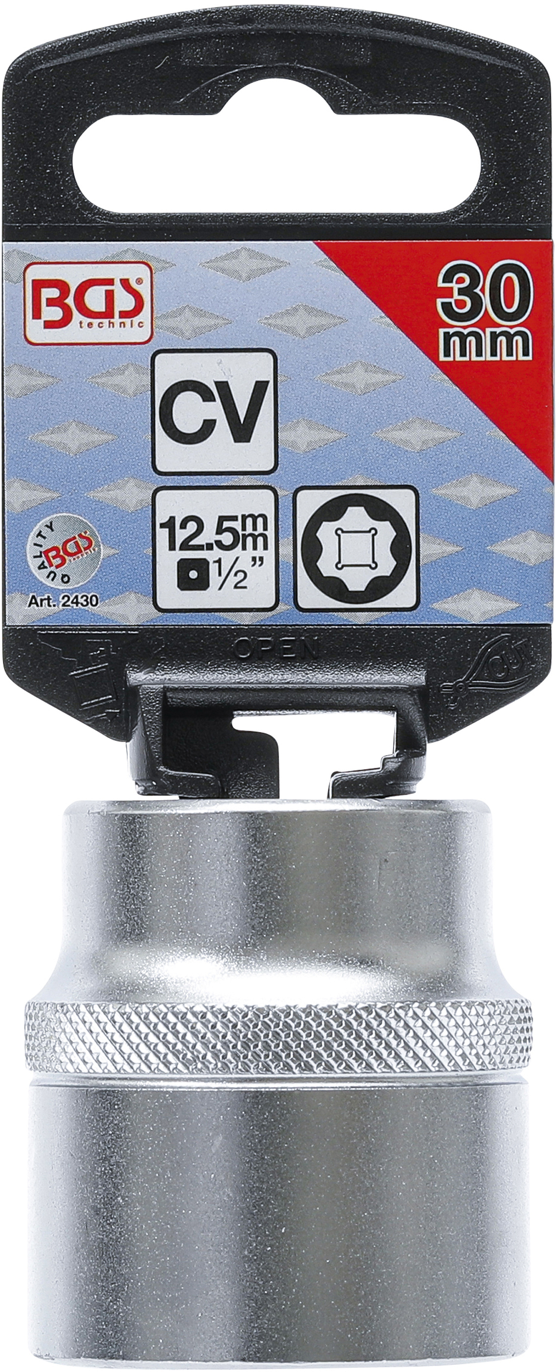 BGS Steckschlüssel-Einsatz Super Lock | Antrieb Innenvierkant 12,5 mm (1/2") | SW 30 mm