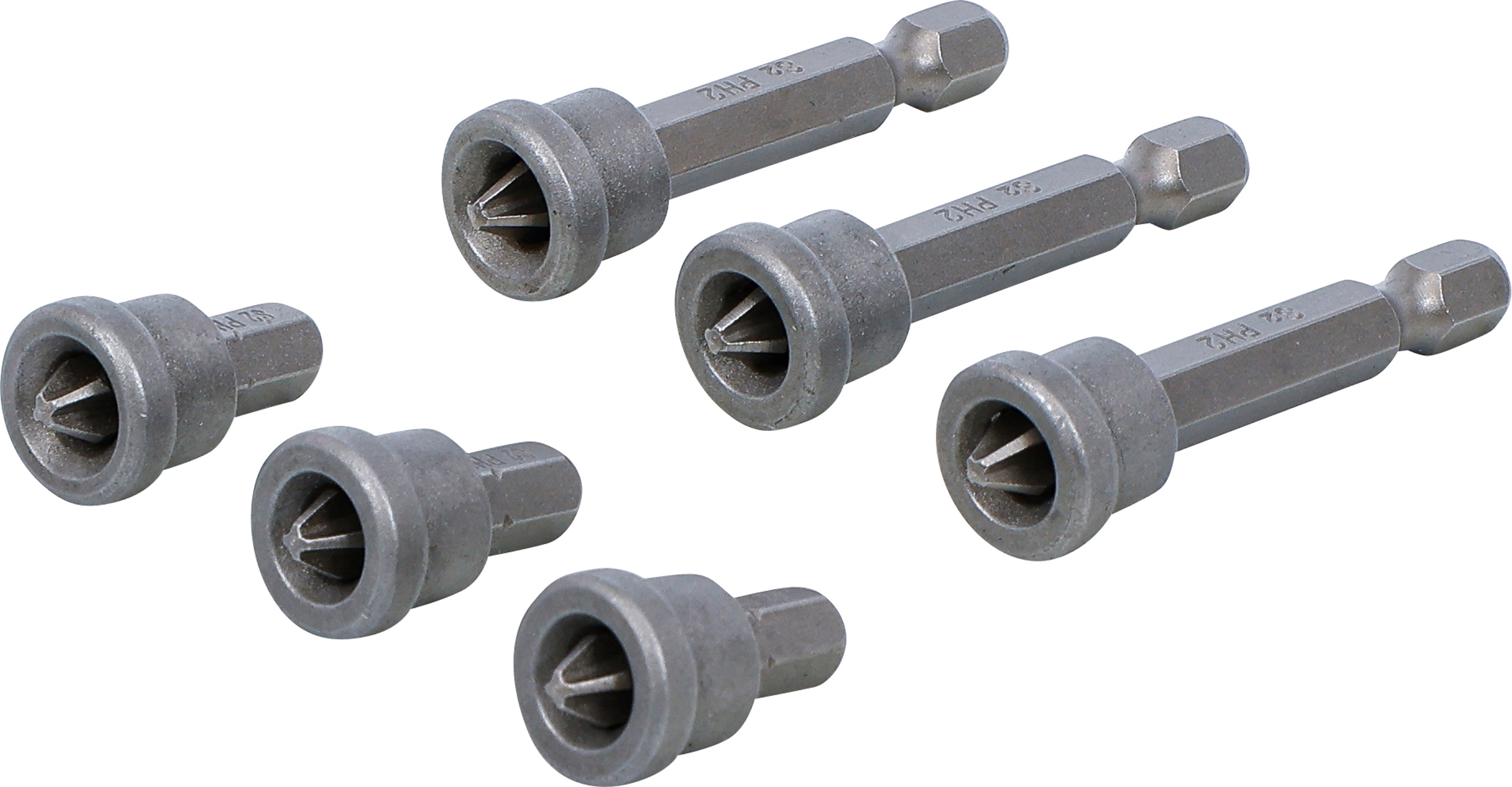 BGS Bit-Satz mit Tiefenstopp | für Gipskartonplatten | Antrieb Außensechskant 6,3 mm (1/4") | Kreuzschlitz PH2 | 6-tlg.