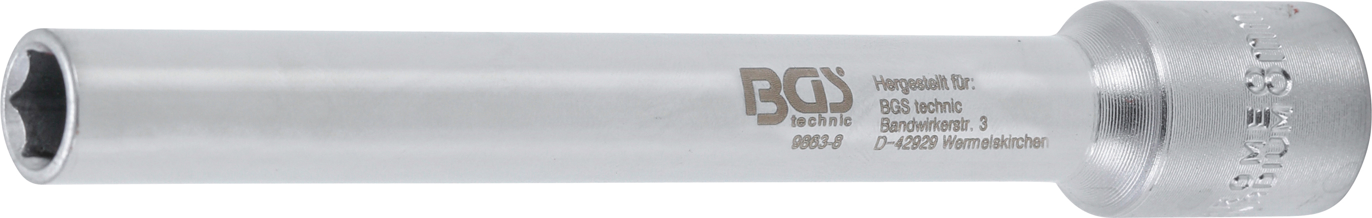 BGS Steckschlüssel-Einsatz Sechskant, extra tief | Antrieb Innenvierkant 10 mm (3/8") | 8 mm