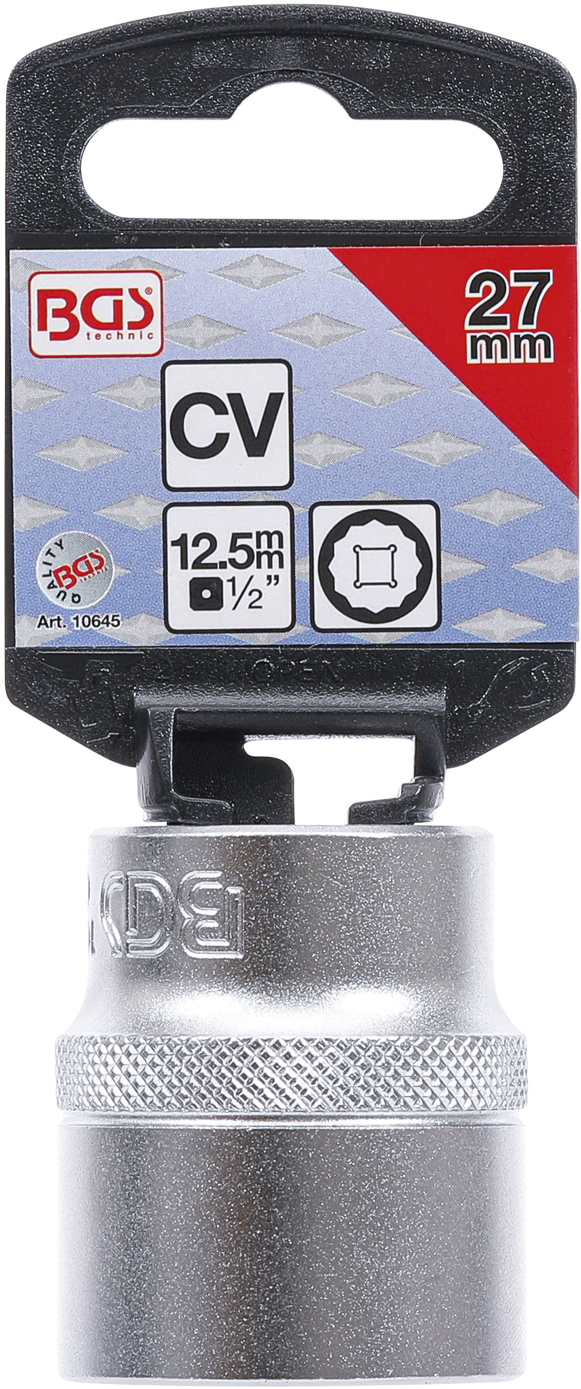 BGS Steckschlüssel-Einsatz Zwölfkant | Antrieb Innenvierkant 12,5 mm (1/2") | SW 27 mm