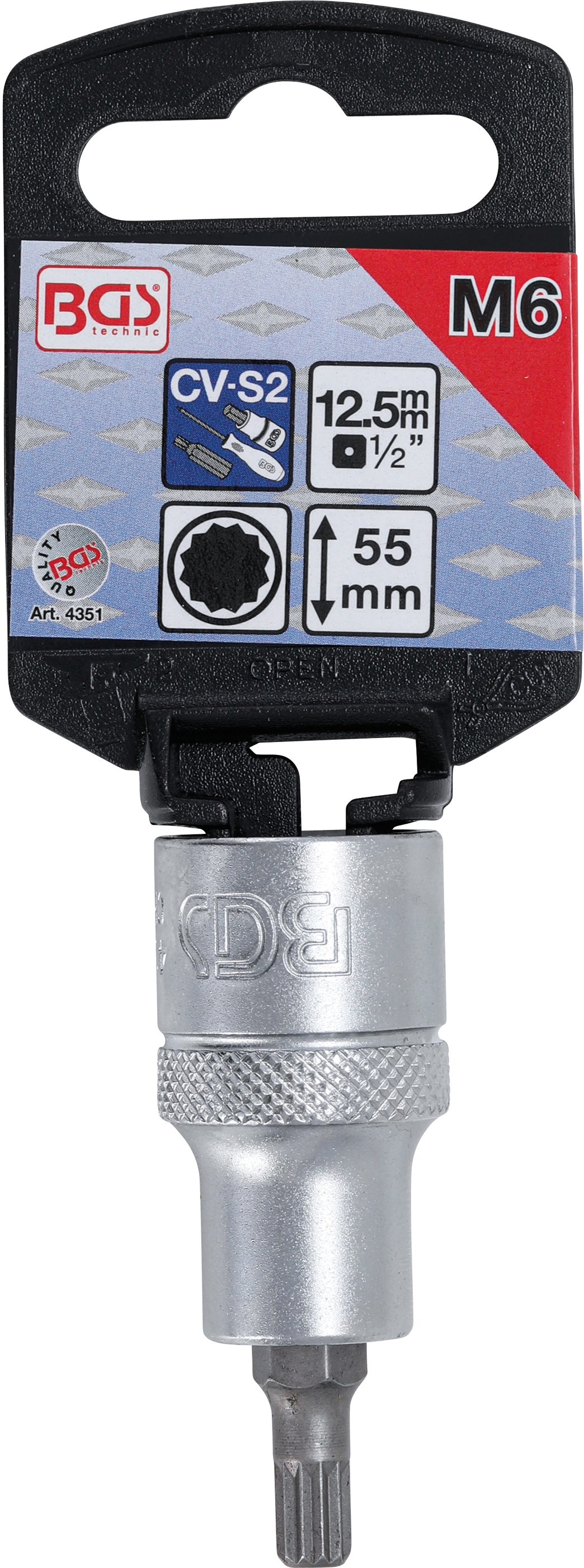 BGS Bit-Einsatz | Antrieb Innenvierkant 12,5 mm (1/2") | Innenvielzahn (für XZN) M6