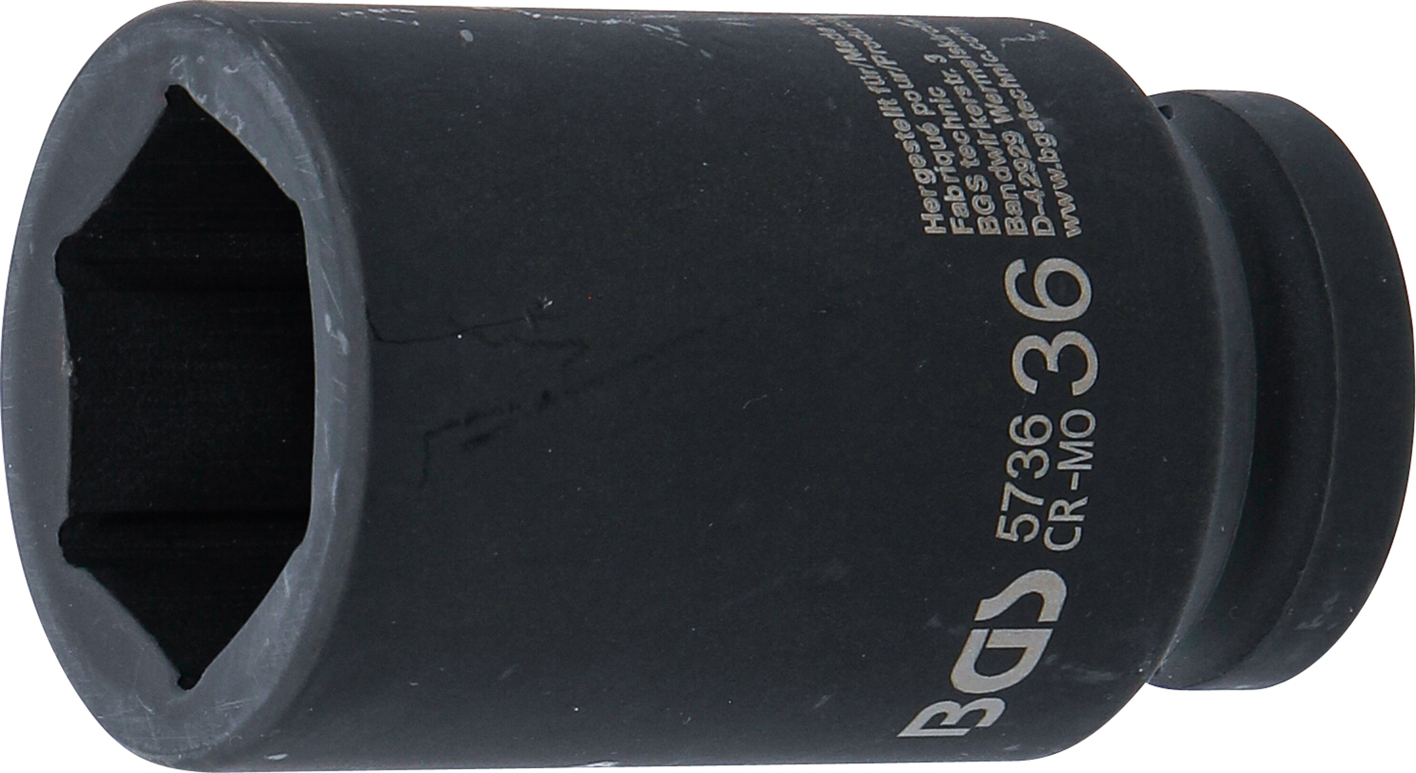 BGS Kraft-Steckschlüssel-Einsatz Sechskant, tief | Antrieb Innenvierkant 20 mm (3/4") | SW 36 mm