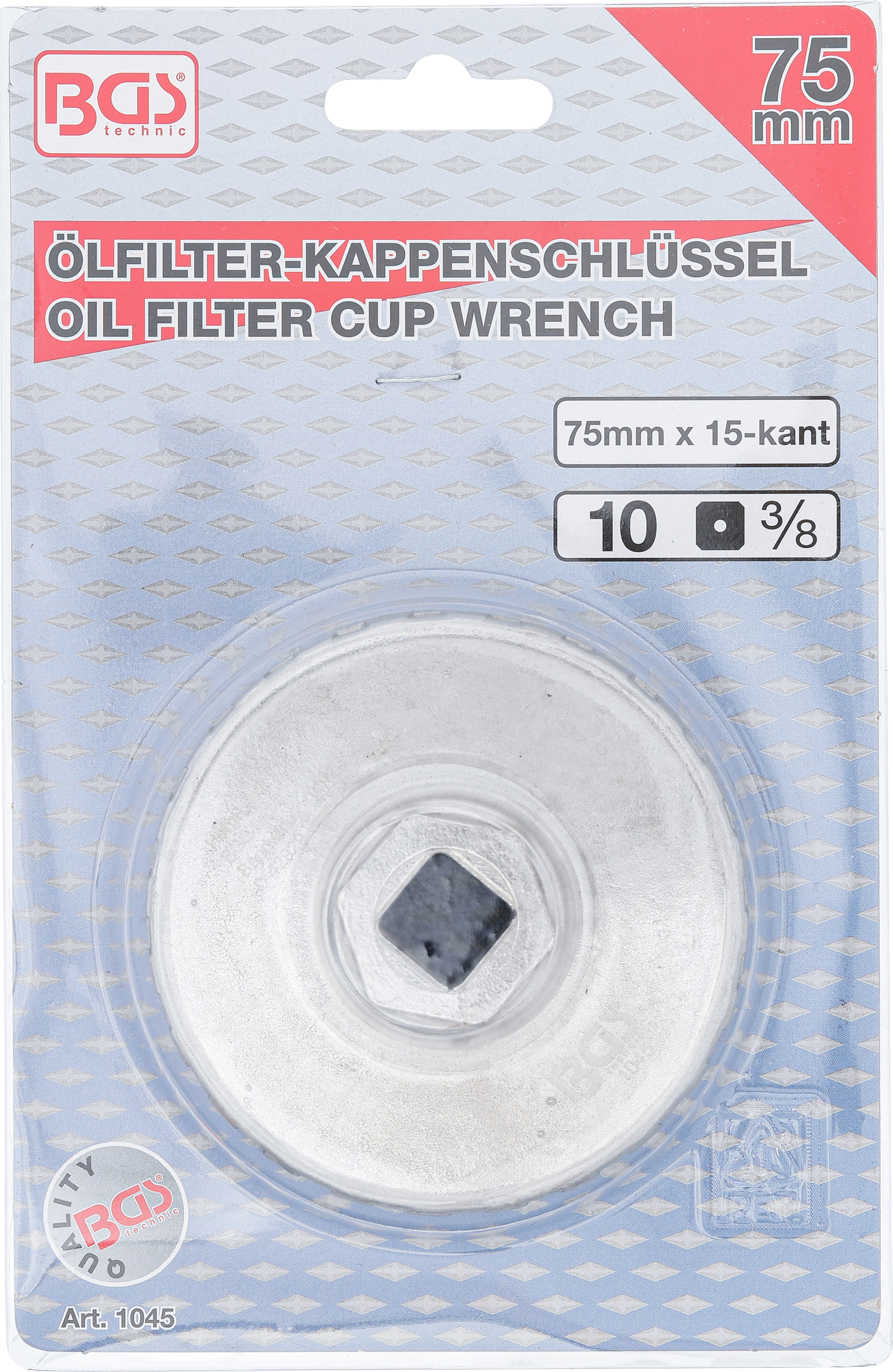 BGS Ölfilterschlüssel | 15-kant | Ø 75 mm | für Chrysler, GM