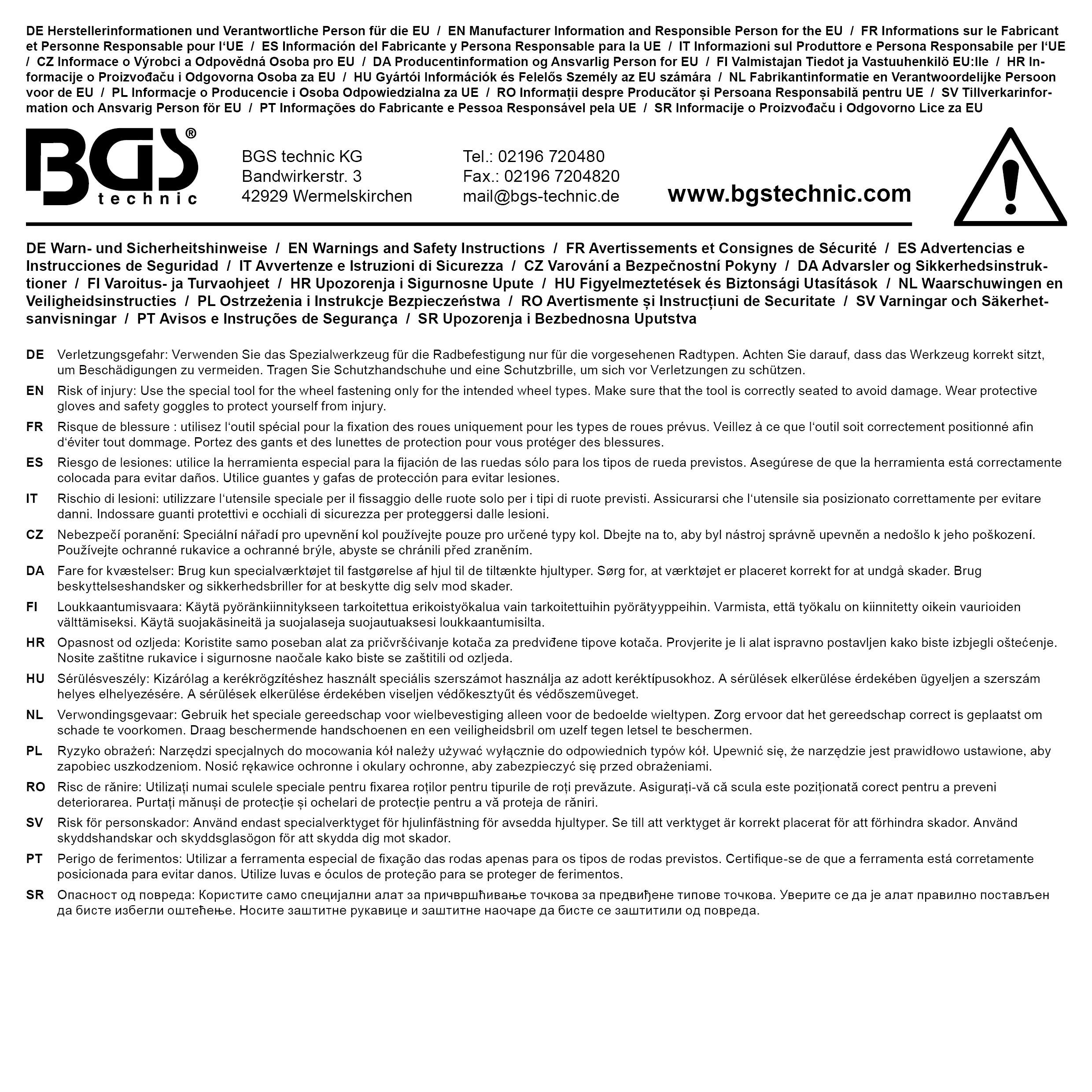 BGS Rad-Kreuzschlüssel | für Pkw | Vierkant | SW 17 x 19 x 21 x 12,5 mm (1/2")