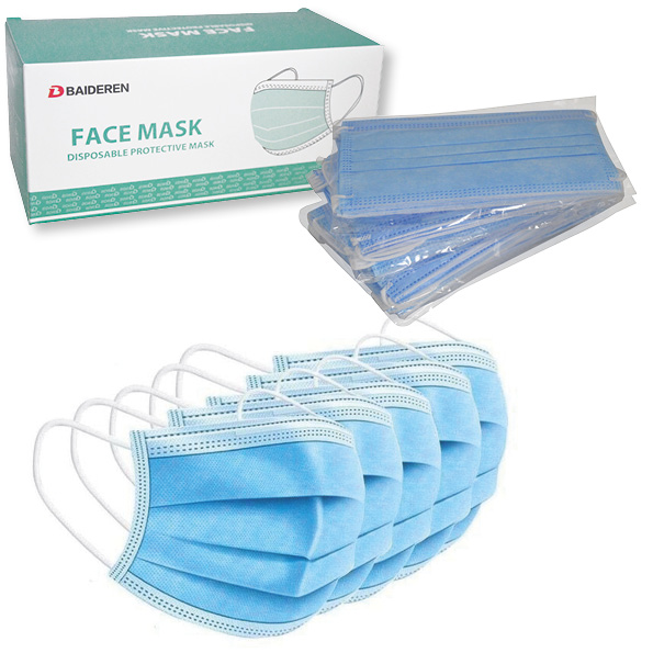 Gesichtsmaske Mund Nasen Schutz BLAU Face Mask 3-lagig 5er Pack