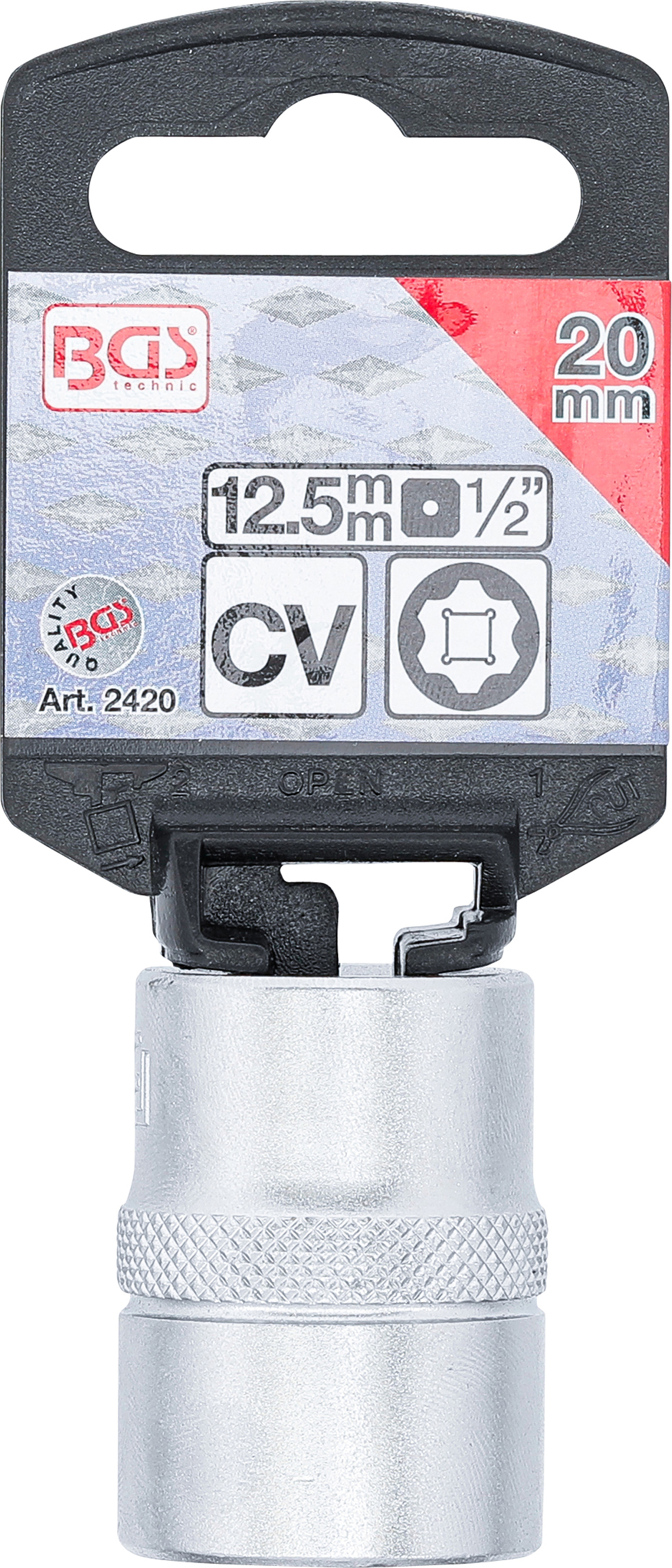 BGS Steckschlüssel-Einsatz Super Lock | Antrieb Innenvierkant 12,5 mm (1/2") | SW 20 mm