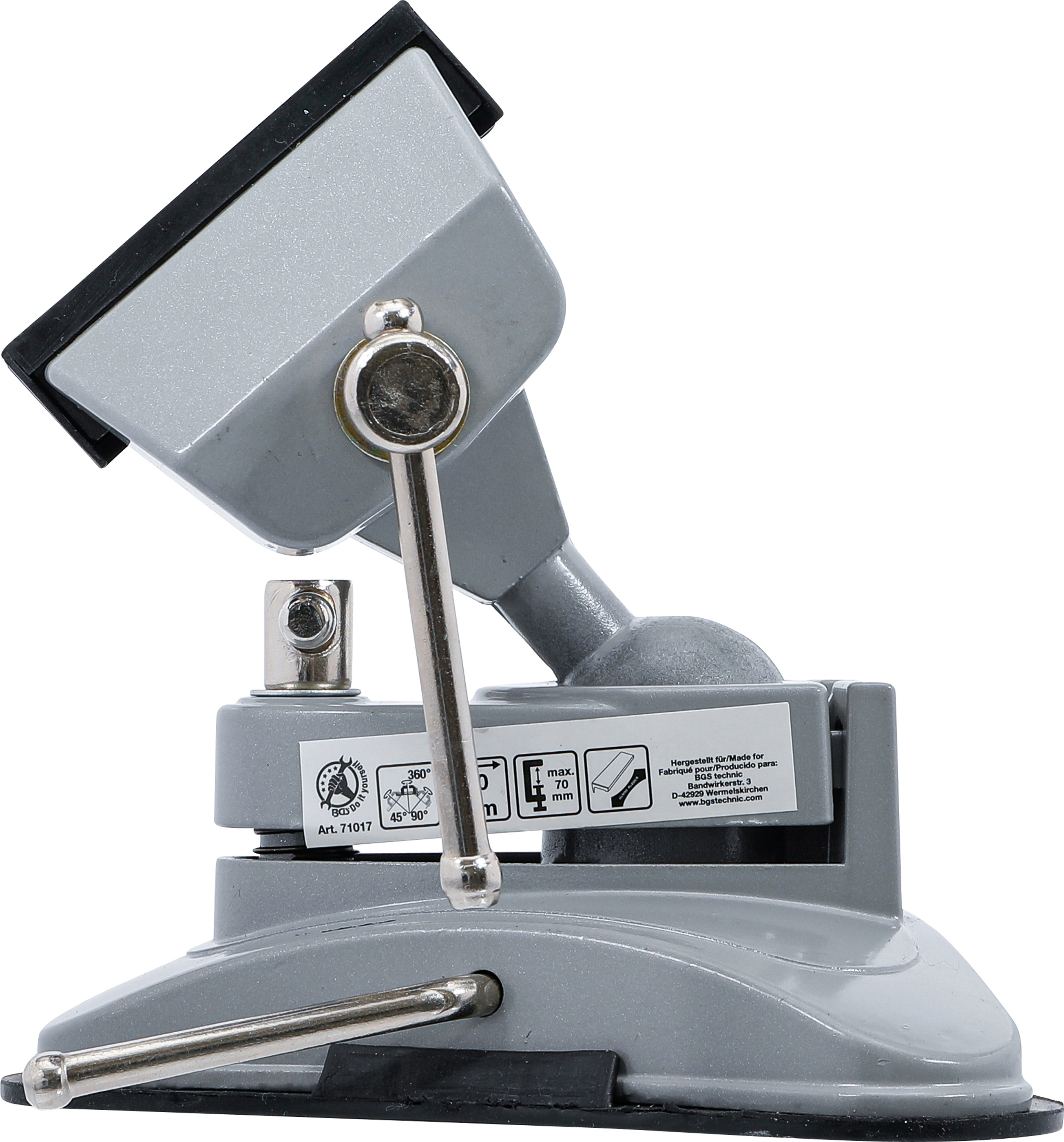 BGS Tisch-Schraubstock | schwenkbar | Backen 70 mm | mit Vakuum-Saugfuß