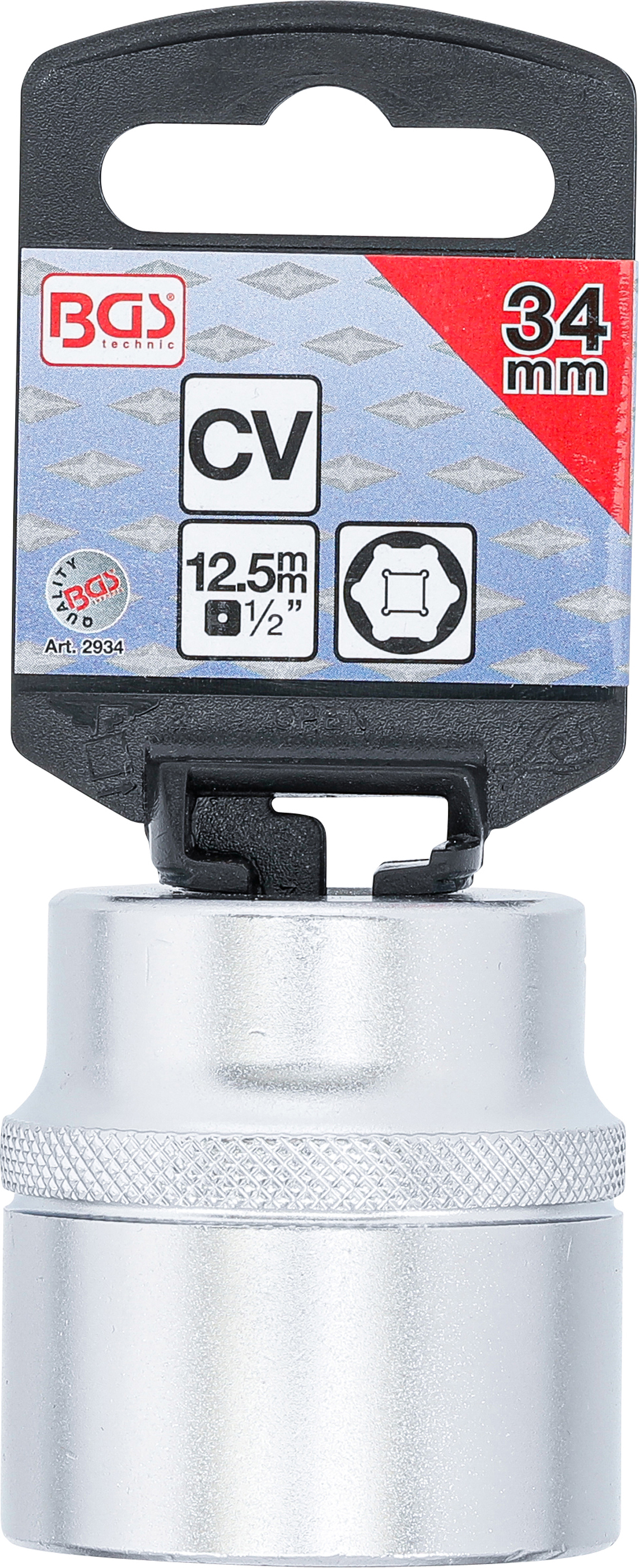 BGS Steckschlüssel-Einsatz Sechskant | Antrieb Innenvierkant 12,5 mm (1/2") | SW 34 mm