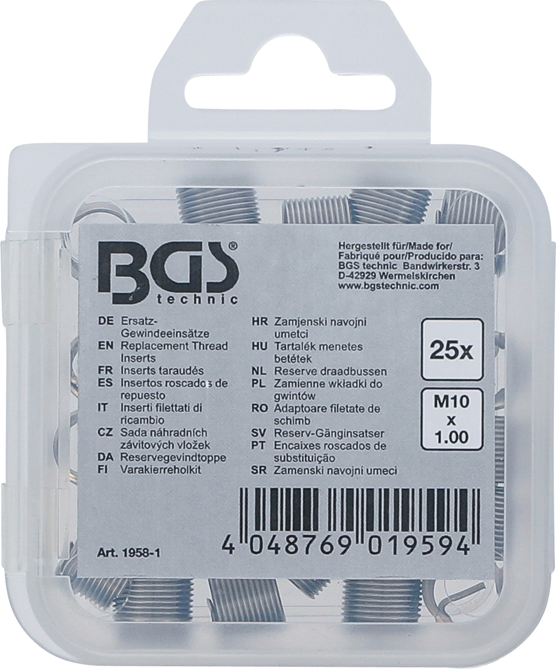 BGS Ersatz-Gewindeeinsätze | M10 x 1,0 | 25-tlg.