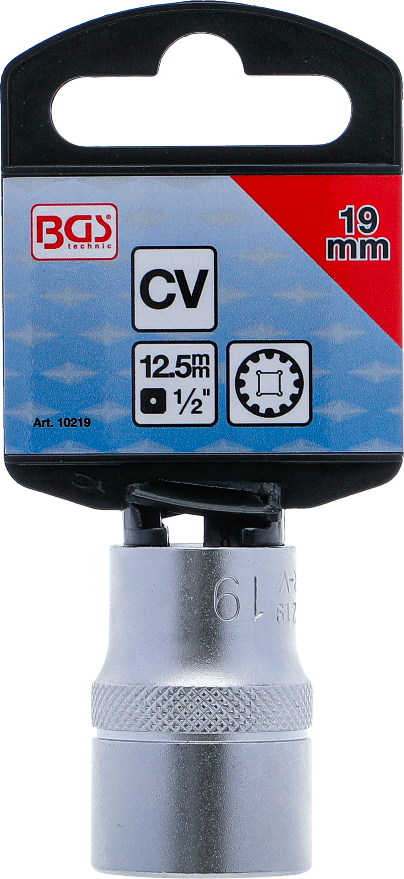 BGS Steckschlüssel-Einsatz Gear Lock | Antrieb Innenvierkant 12,5 mm (1/2") | SW 19 mm