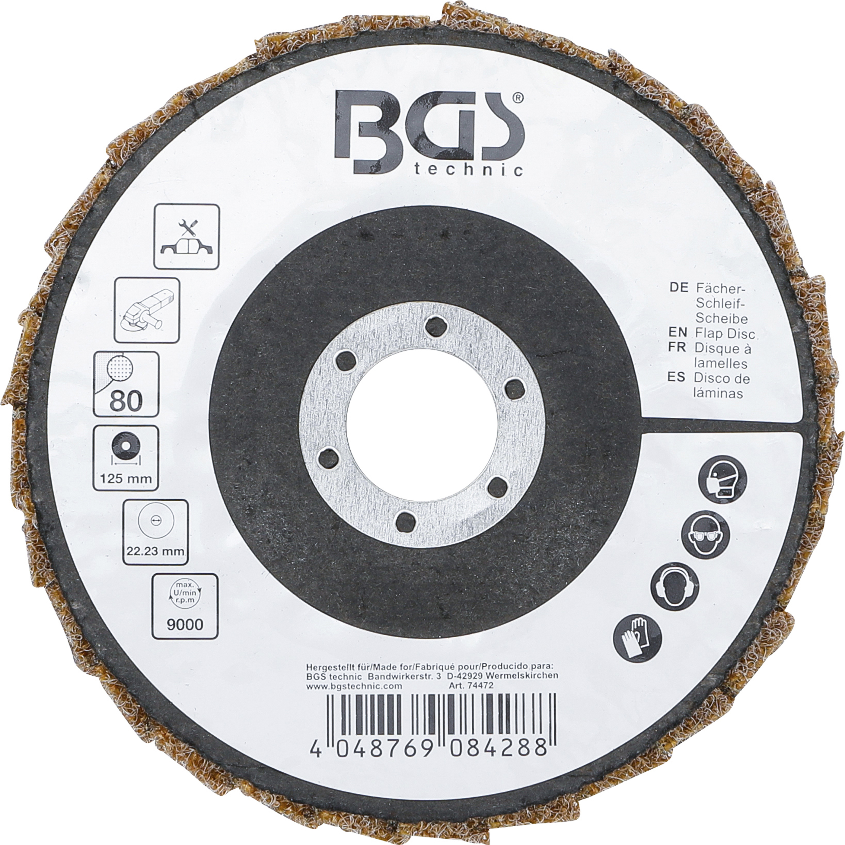 BGS Fächer-Schleif-Scheibe | Vlies | Ø 125 mm | Körnung 80