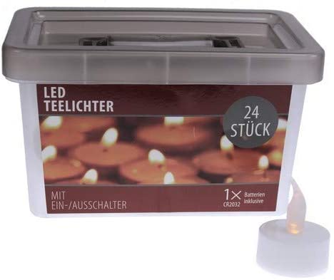 LED Teelichter mit Ein- Ausschalter inkl Batterien 24er Box
