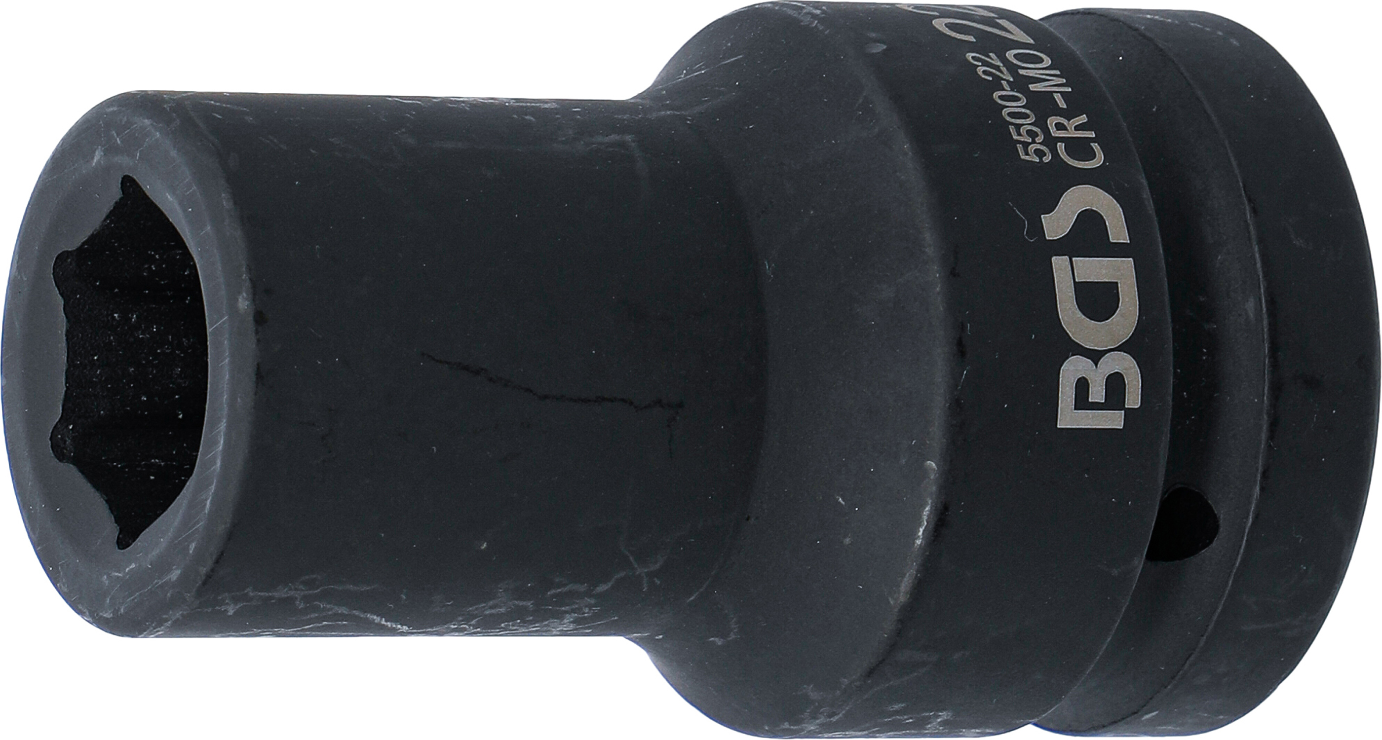 BGS Kraft-Steckschlüssel-Einsatz Sechskant, tief | Antrieb Innenvierkant 25 mm (1") | SW 22 mm