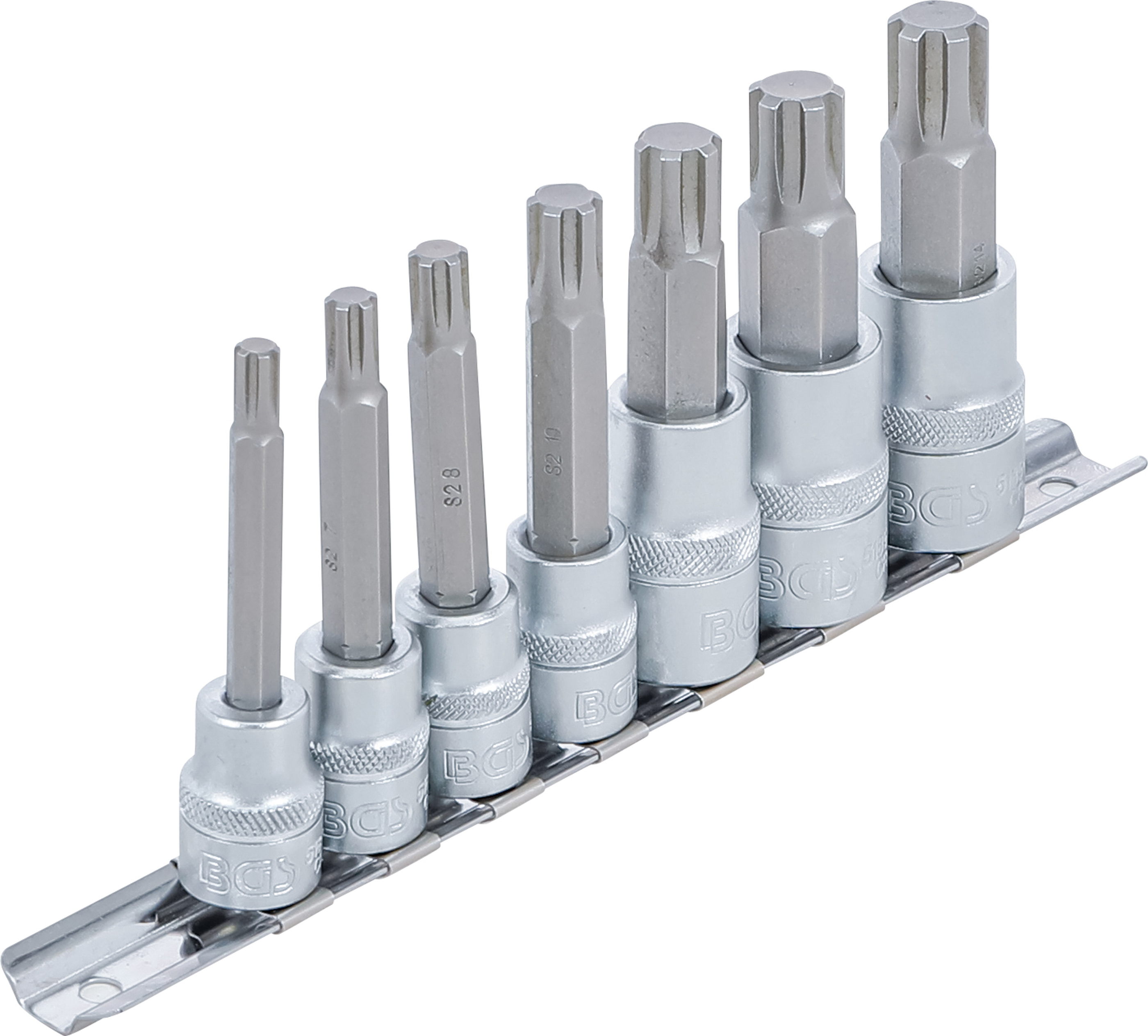 BGS Bit-Einsatz-Satz | Antrieb Innenvierkant 10 mm (3/8") / 12,5 mm (1/2") | Keil-Profil (für RIBE) M6 - M14 | 7-tlg.