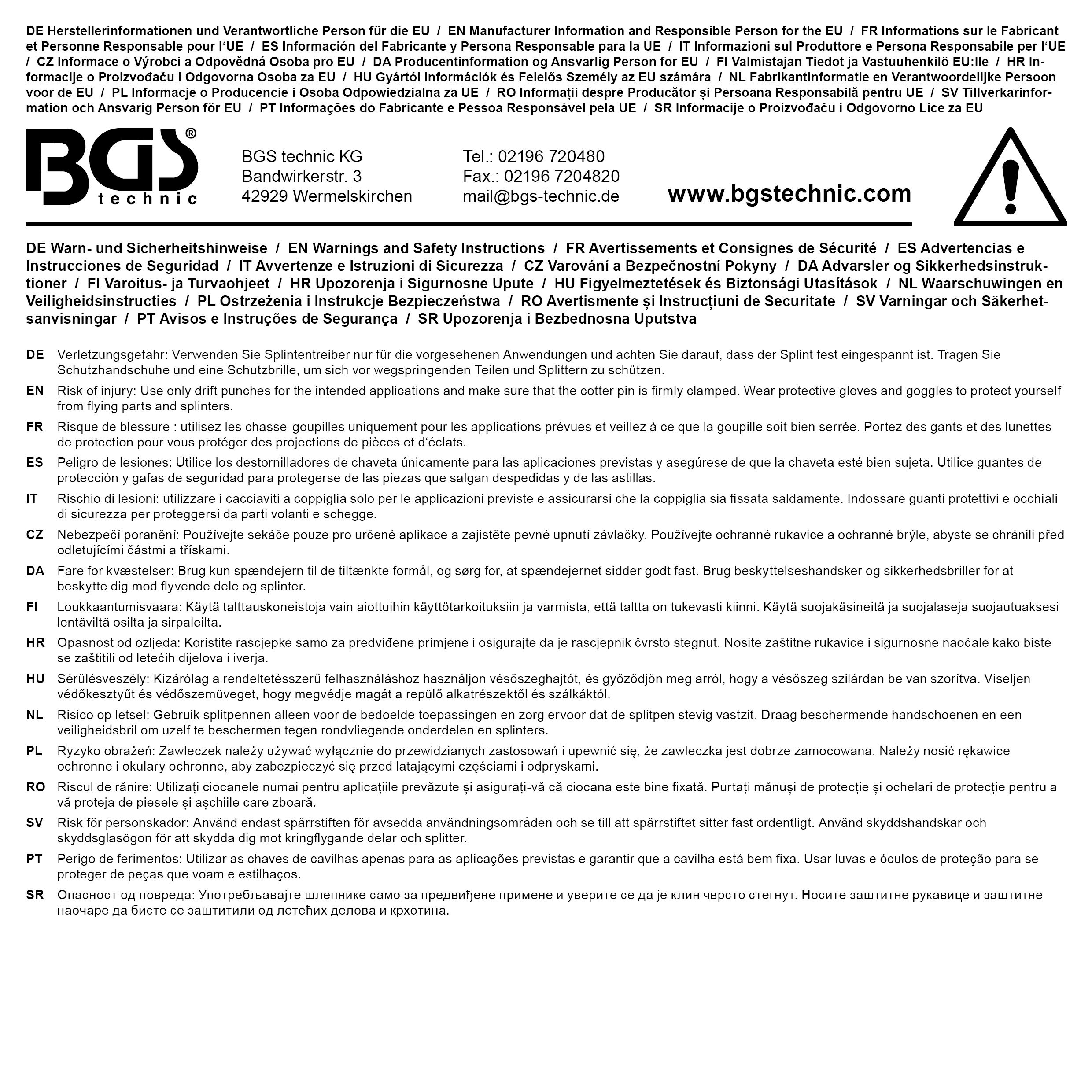 BGS Splintentreiber | mit Handschutz | 180 mm | 7 mm