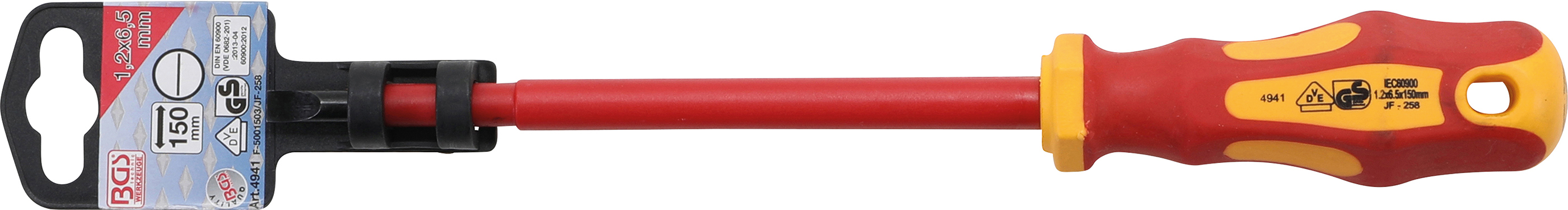BGS VDE-Schraubendreher | Schlitz 6,5 mm | Klingenlänge 150 mm