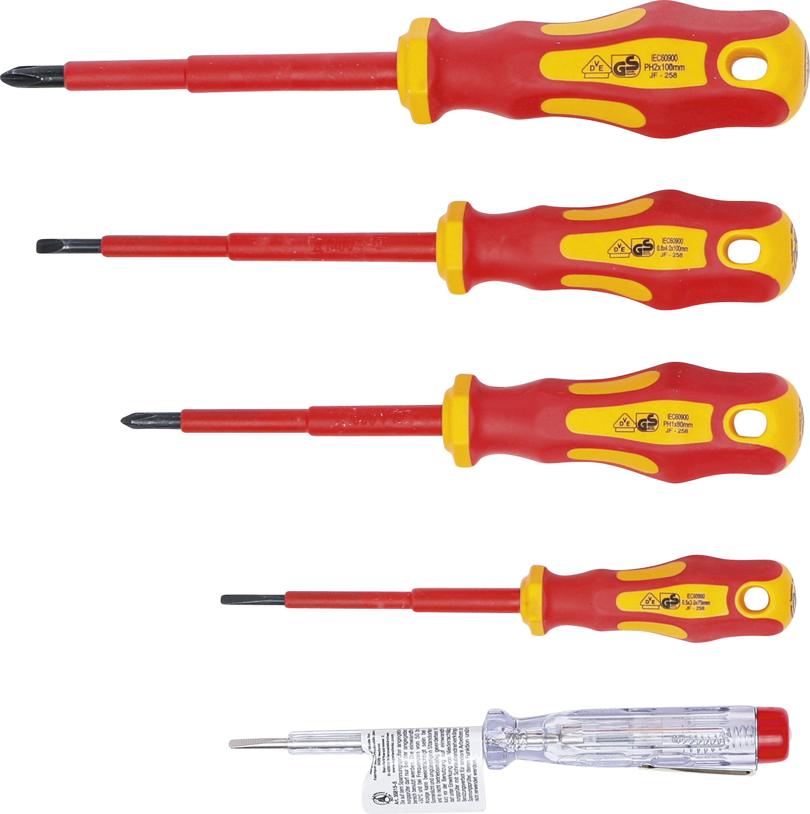 BGS VDE-Elektriker-Schraubendreher-Satz | Schlitz/Kreuzschlitz | 5-tlg.