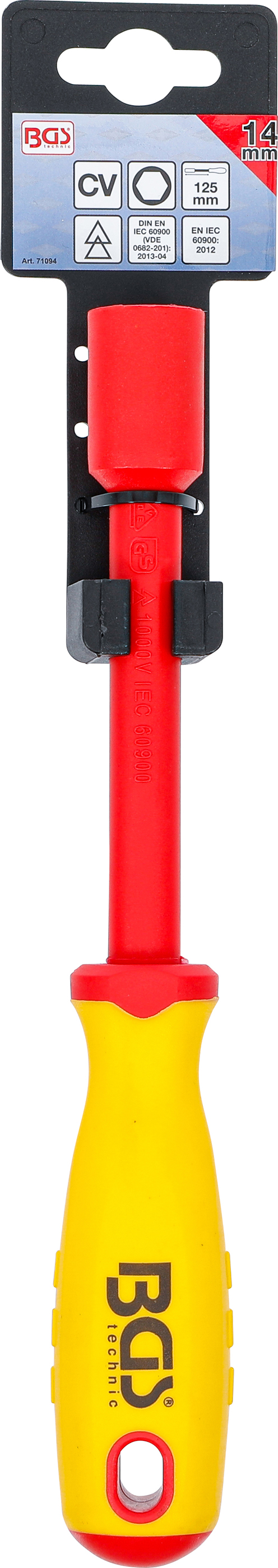 BGS VDE-Steckschlüssel-Schraubendreher | Sechskant | SW 14 mm | Klingenlänge 125 mm