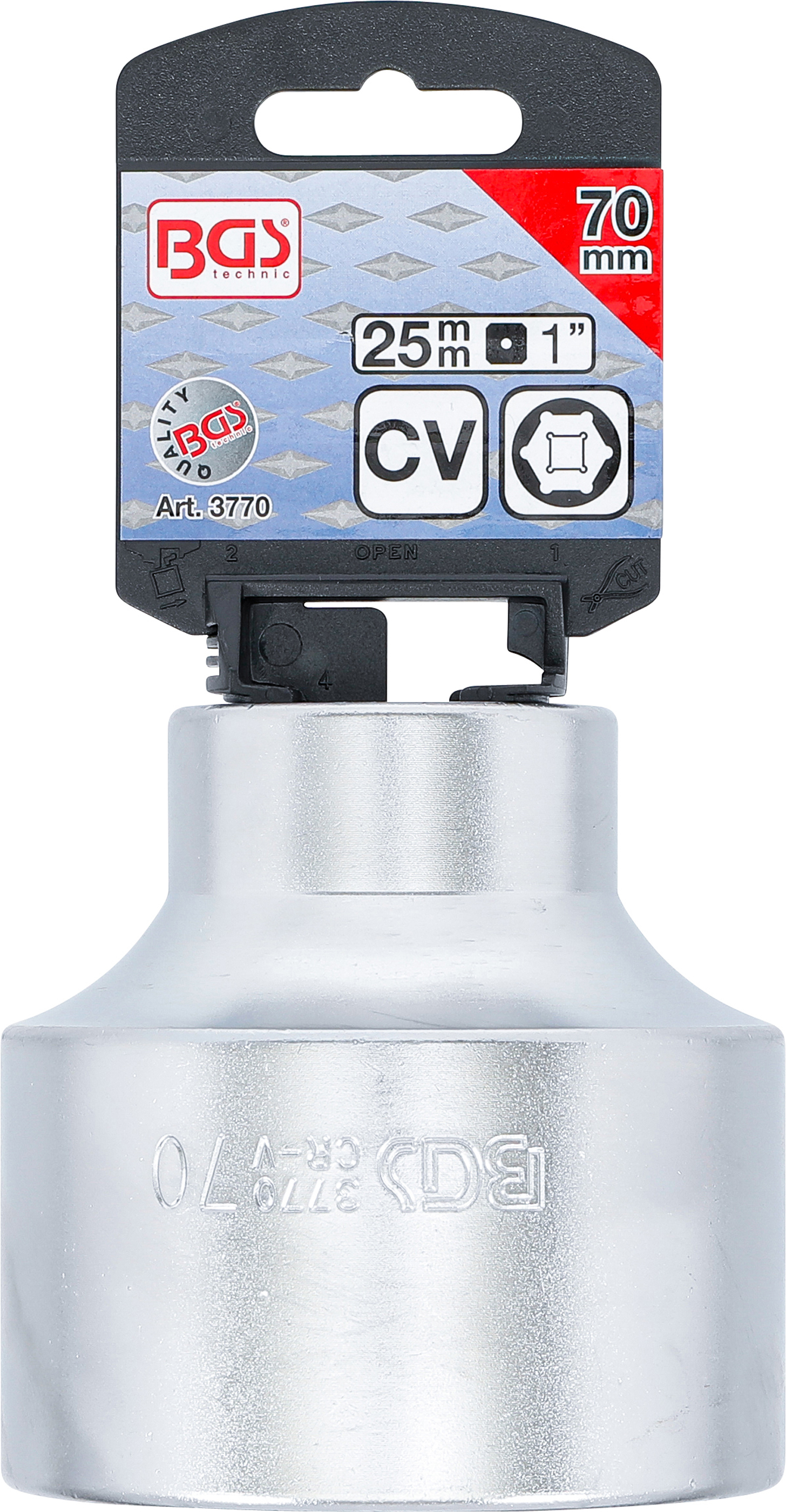 BGS Steckschlüssel-Einsatz Sechskant | Antrieb Innenvierkant 25 mm (1") | SW 70 mm