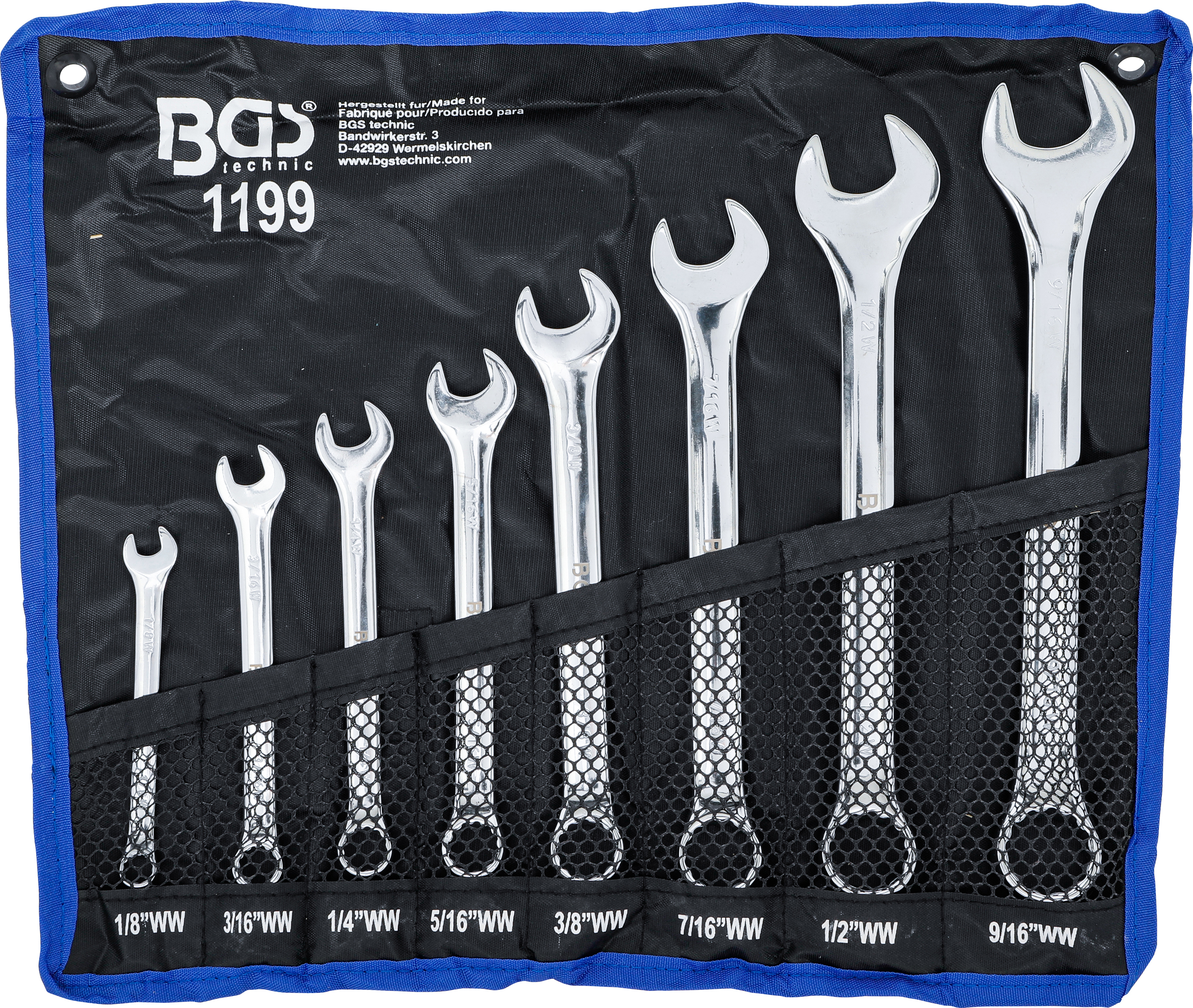 BGS Maul-Ringschlüssel-Satz | Zollgrößen | SW 1/8" - 9/16" Withworth | 8-tlg.