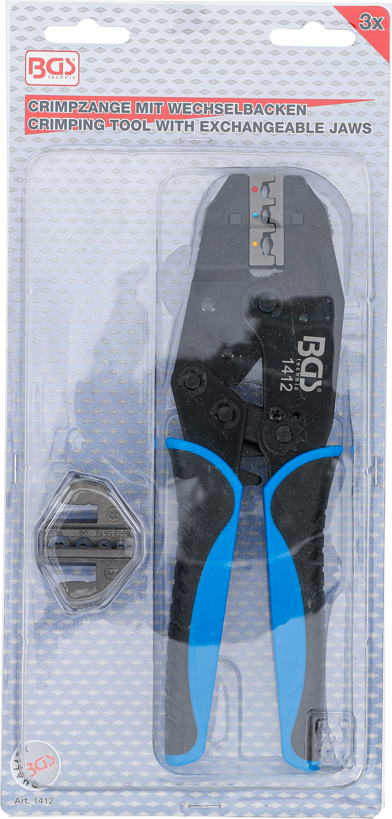 BGS Crimpzange mit Ratschenfunktion | auswechselbare Pressprofileinsätze