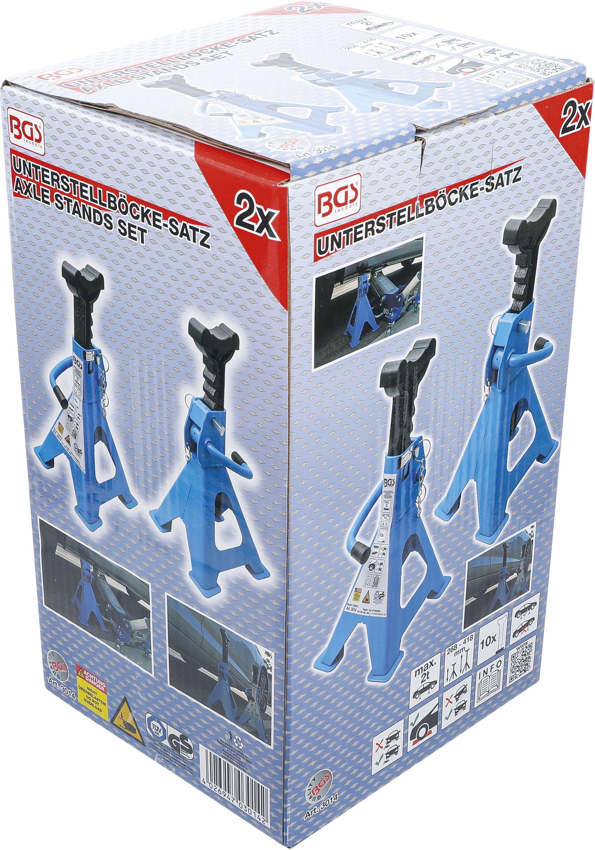 BGS Unterstellböcke | Traglast 2000 kg / Paar | Hub 268 - 418 mm | 1 Paar