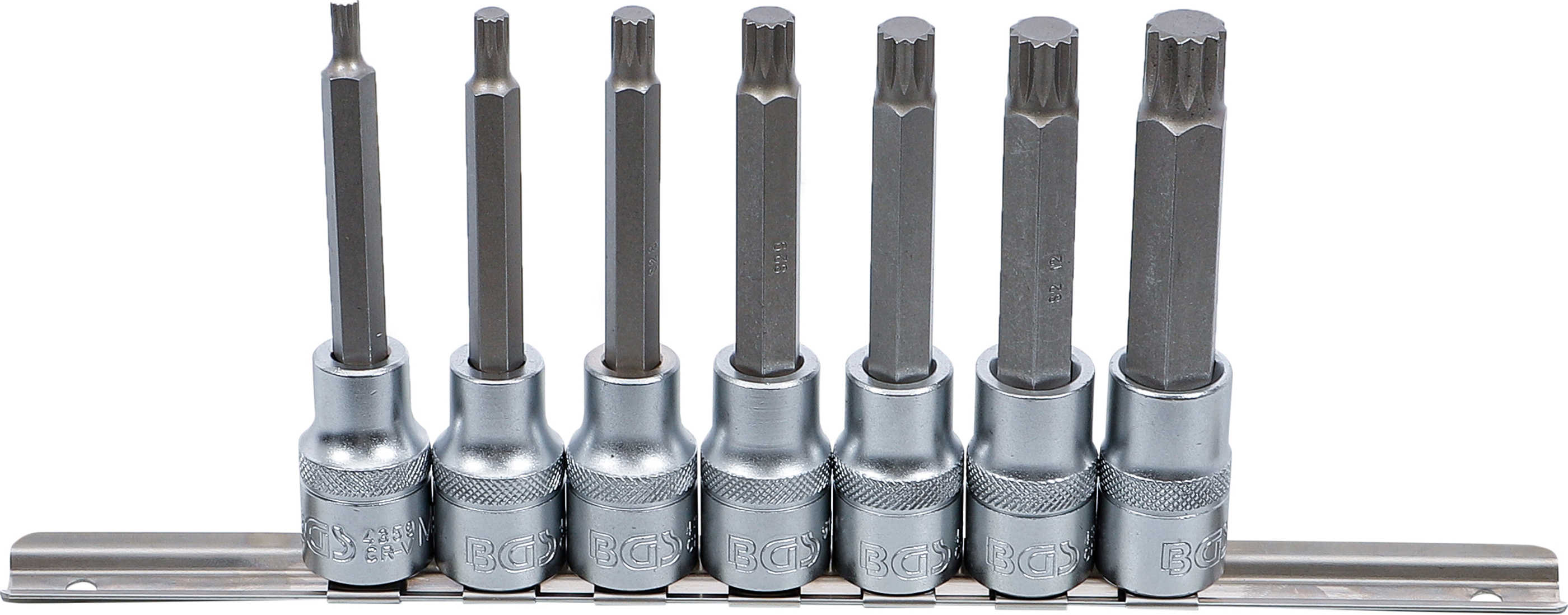 BGS Bit-Einsatz-Satz | Antrieb Innenvierkant 12,5 mm (1/2") | Innenvielzahn (für XZN) M5 - M14 | 7-tlg.