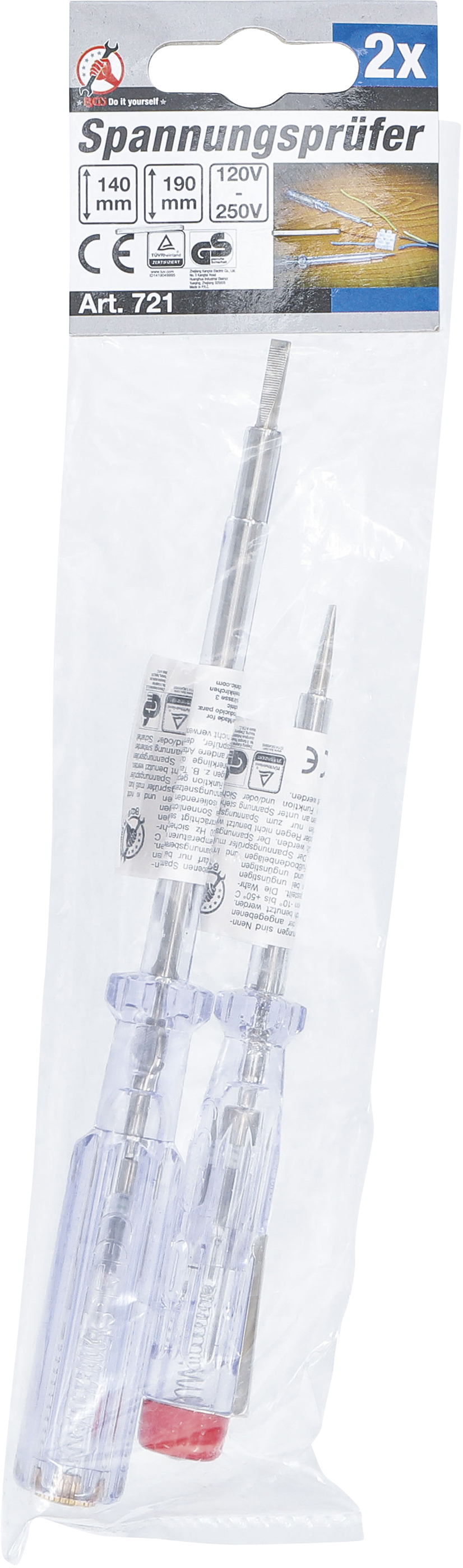 BGS Spannungsprüfer | 120 - 250 V | 140 / 190 mm | 2-tlg.