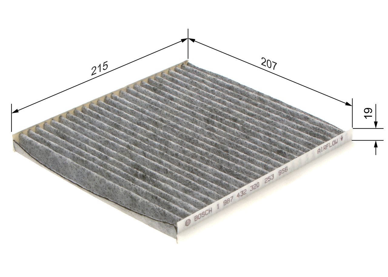 Filter, Innenraumluft “BOSCH Aktivkohlefilter , 215 mm, 205 mm”