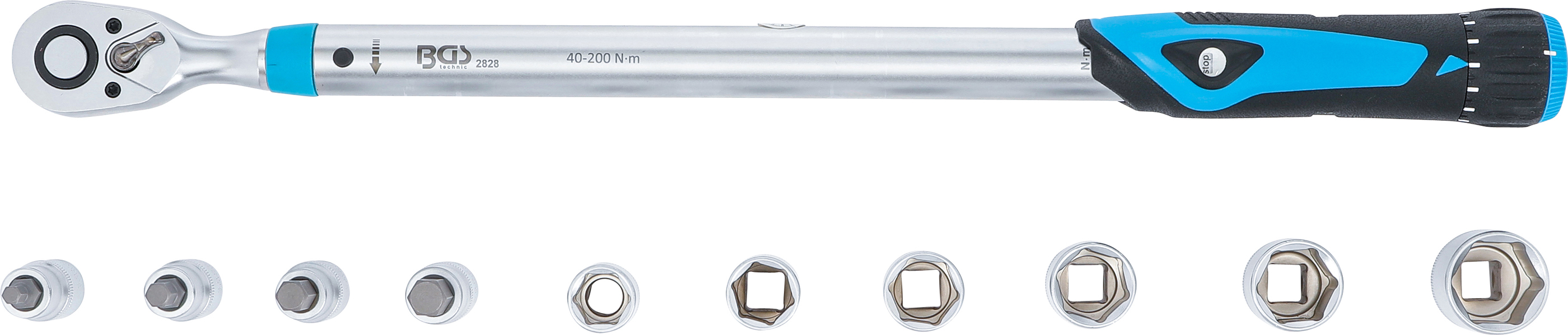 BGS Drehmomentschlüssel-Satz | Abtrieb Innenvierkant 12,5 mm (1/2") | 40 - 200 Nm | 11-tlg.