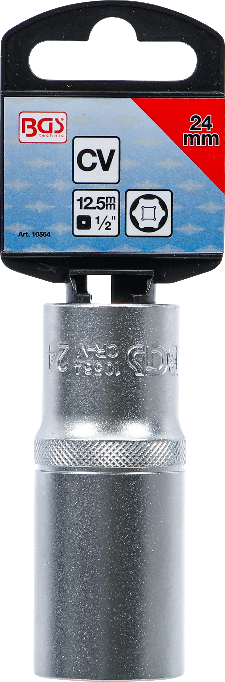 BGS Steckschlüssel-Einsatz Sechskant, tief | Antrieb Innenvierkant 12,5 mm (1/2") | SW 24 mm