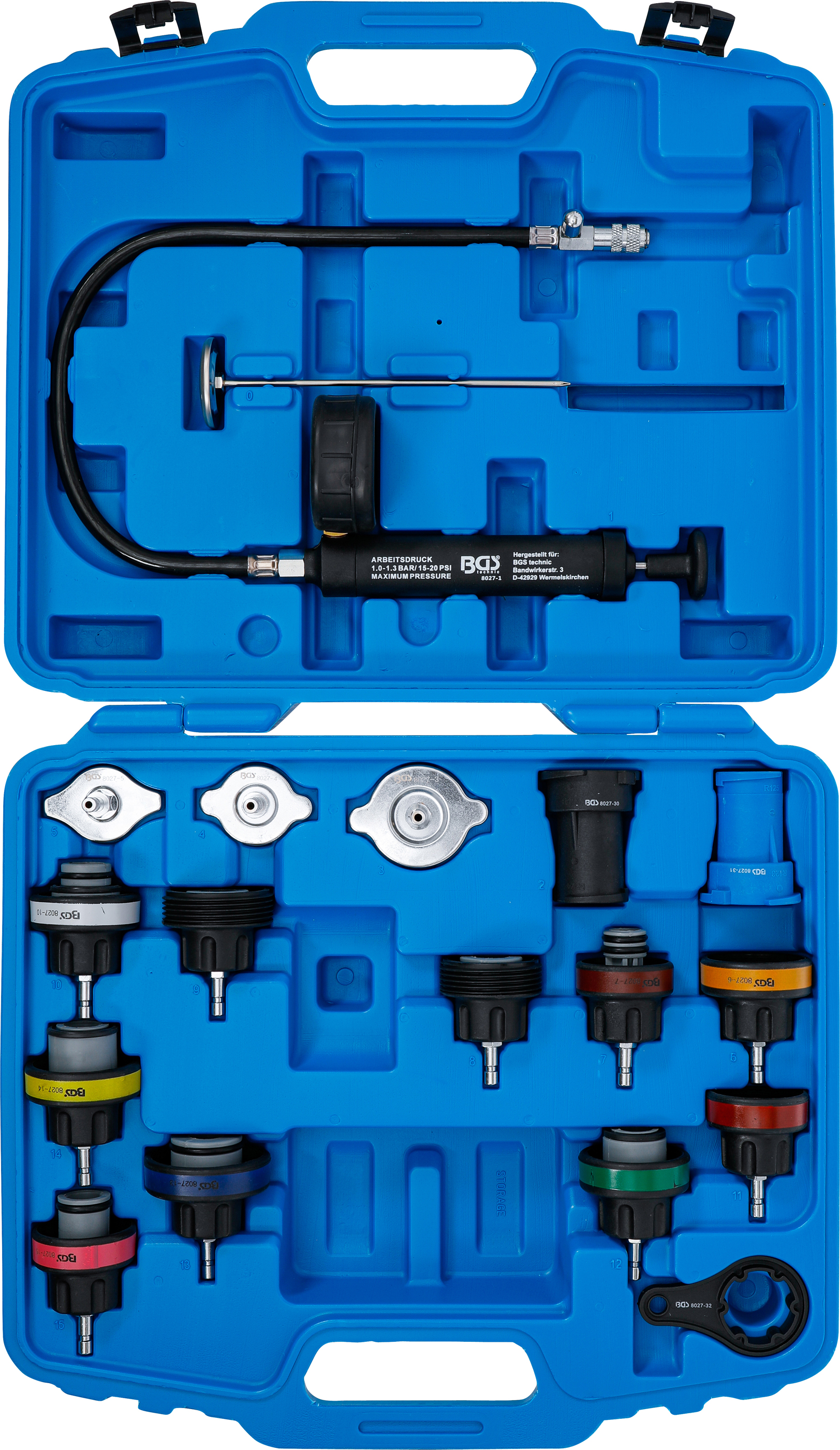 BGS Kühlsystem-Abdrück-Satz | 18-tlg.