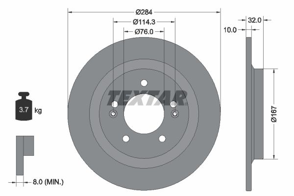 Bremsscheibe hinten L/R passt zu: HYUNDAI KONA, SONATA VIII; KIA EV3, NIRO II, OPTIMA 1.0-Electric 01.20-