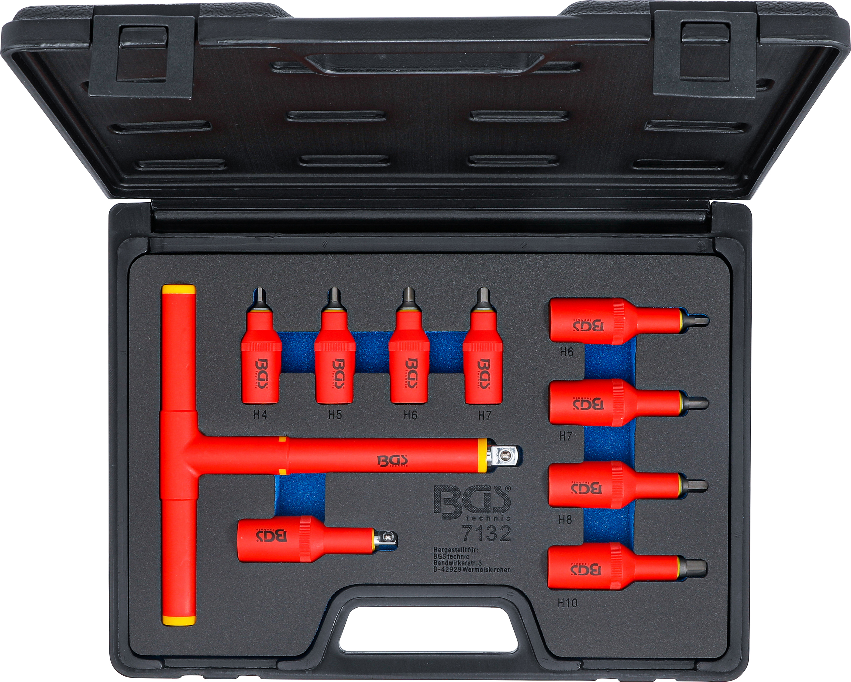BGS VDE-Bit-Einsatz-Satz | Antrieb Innenvierkant 10 mm (3/8") / 12,5 mm (1/2") | Innensechskant 4 - 10 mm | 10-tlg.